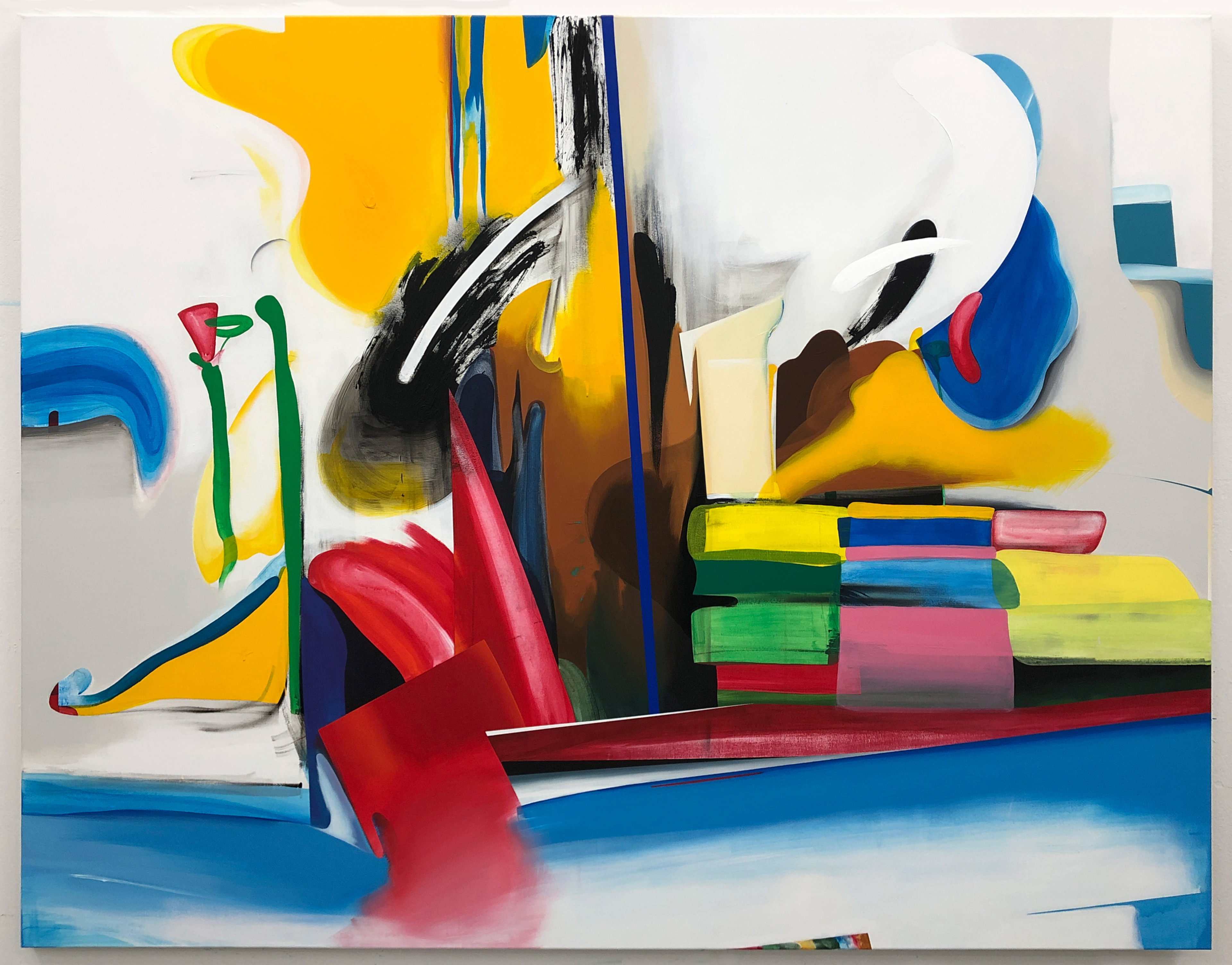 Transparent, geschnitten und eingeweicht, 2019. Acrylic on canvas, 130 x 160 cm