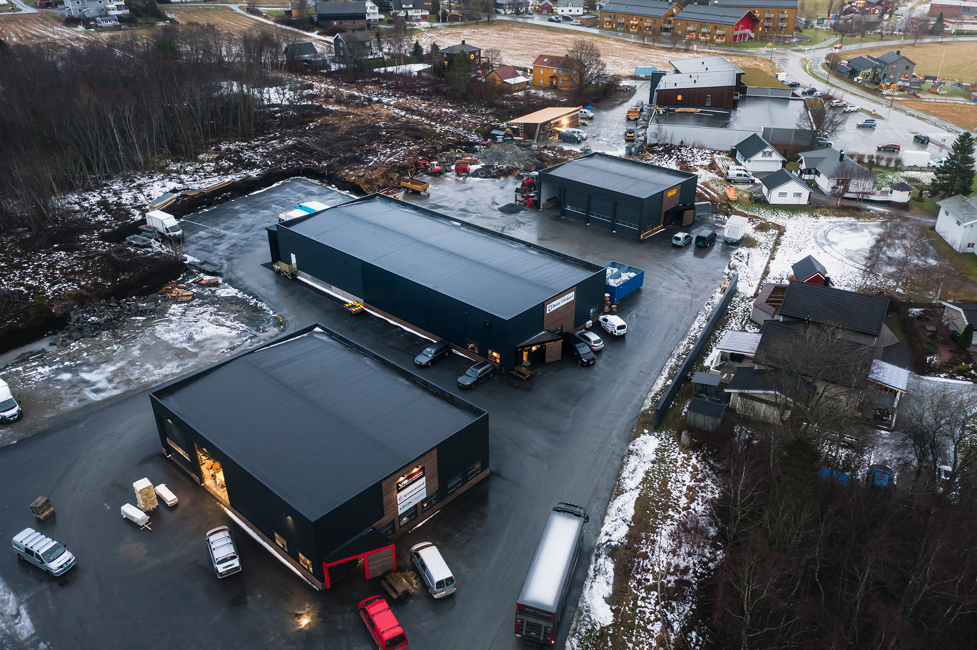 Dronefoto for Dahle Transport og Logistikk