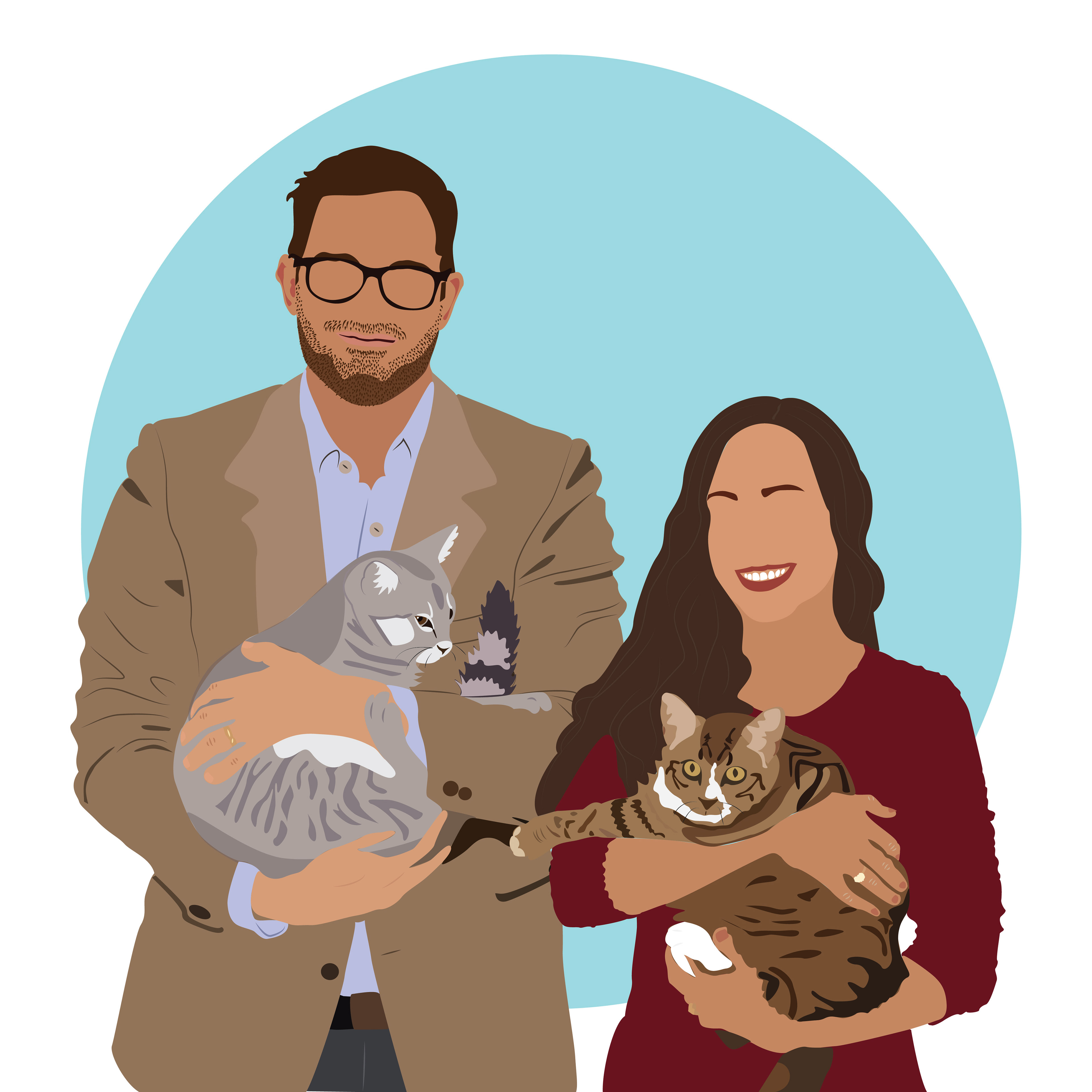 Alexandra, her husband and cats