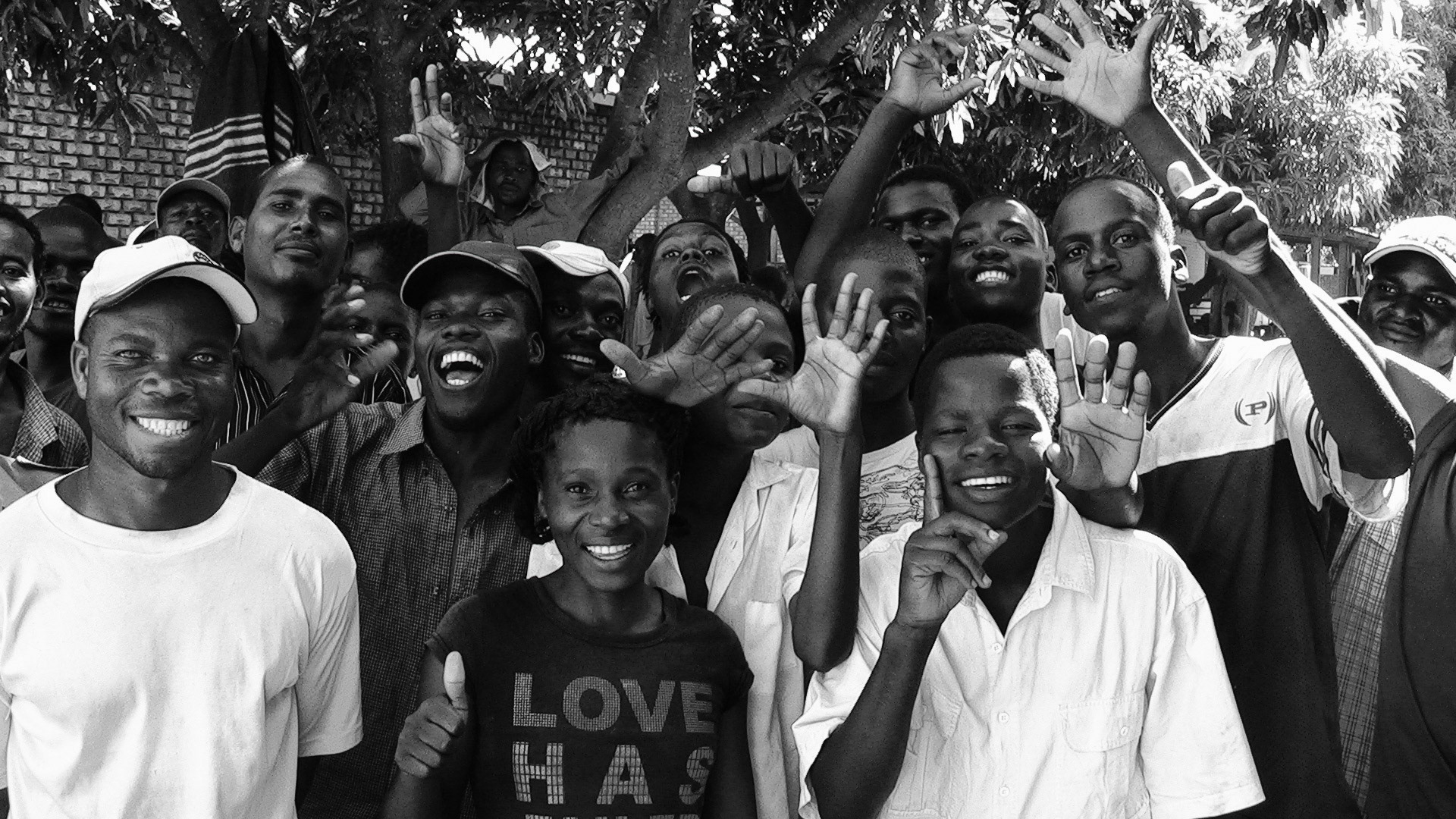 Group of Zimbabwean refugee youths at a UNHCR refugee transit camp in northern South Africa.