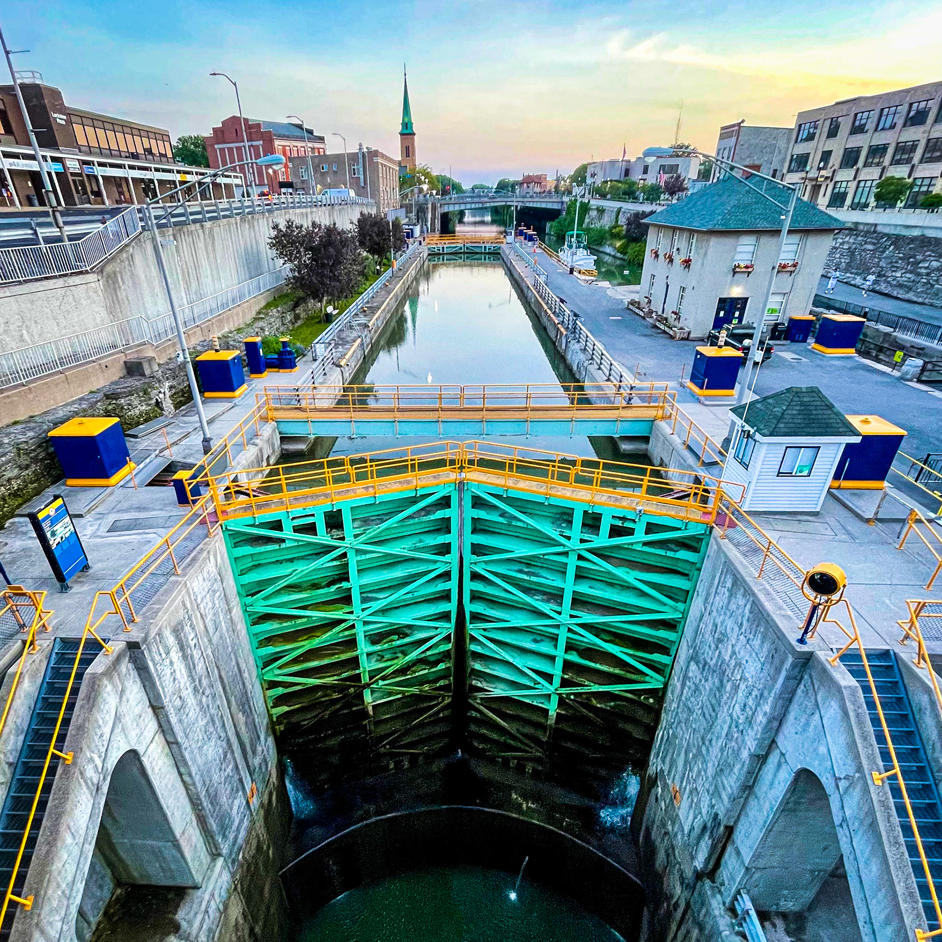 Erie Canal locks 34 &amp; 35 at Lockport NY.