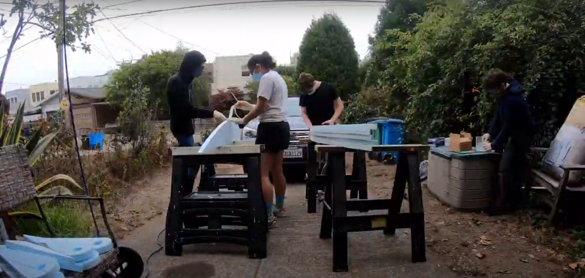 Applying epoxy to ribs