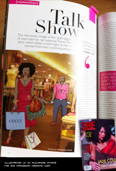 She Caribean Mag feature story illustration, US