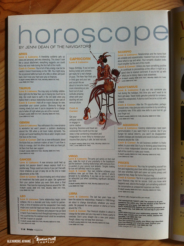 Pride Magazine Horoscope Illustrations, UK