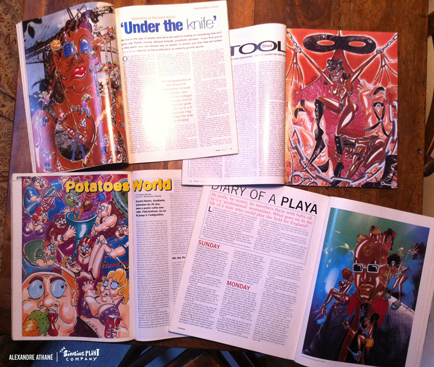Various Mags feature stories illustrations, Uk, Fr, USA