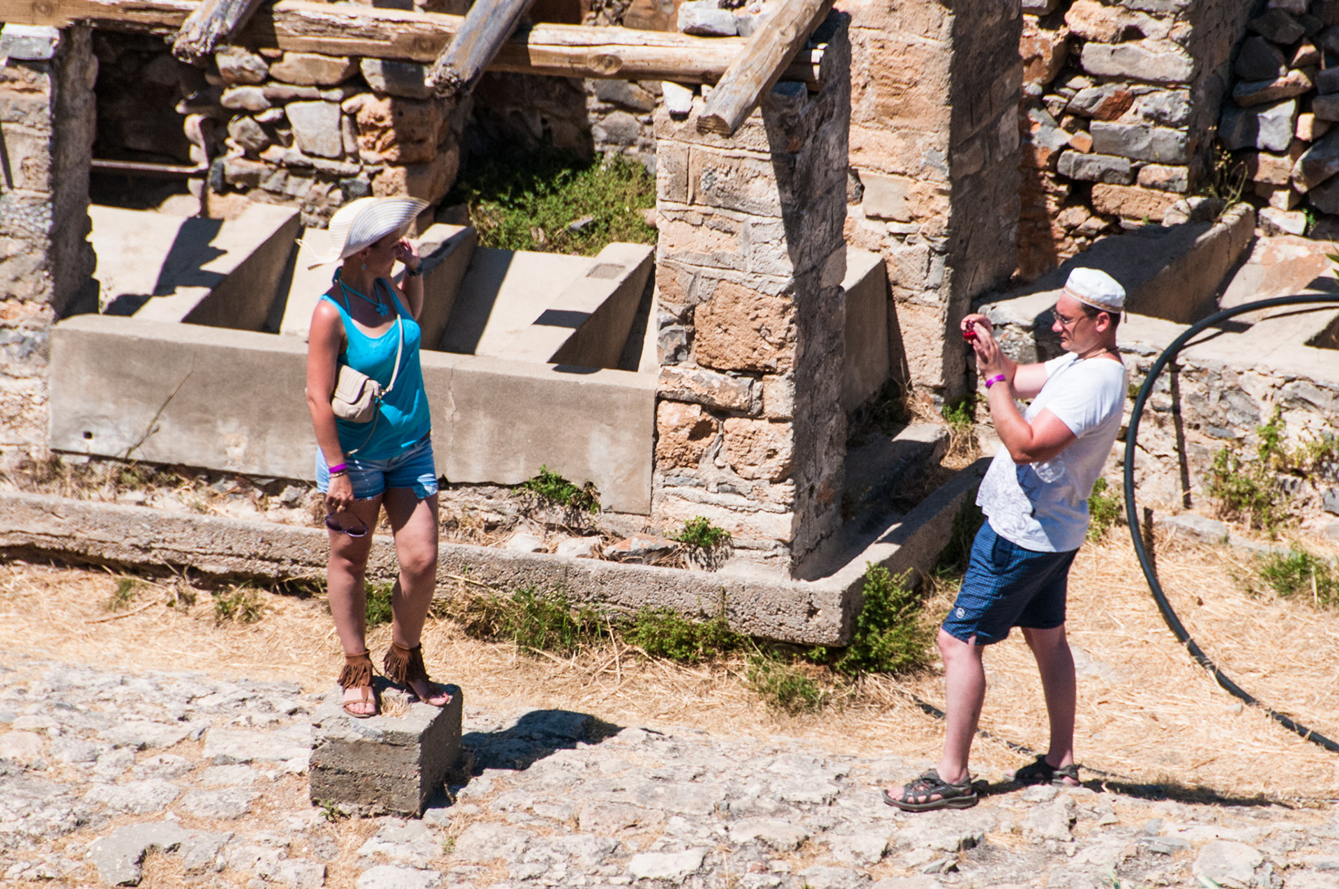 Posers in Spinalonga, Crete