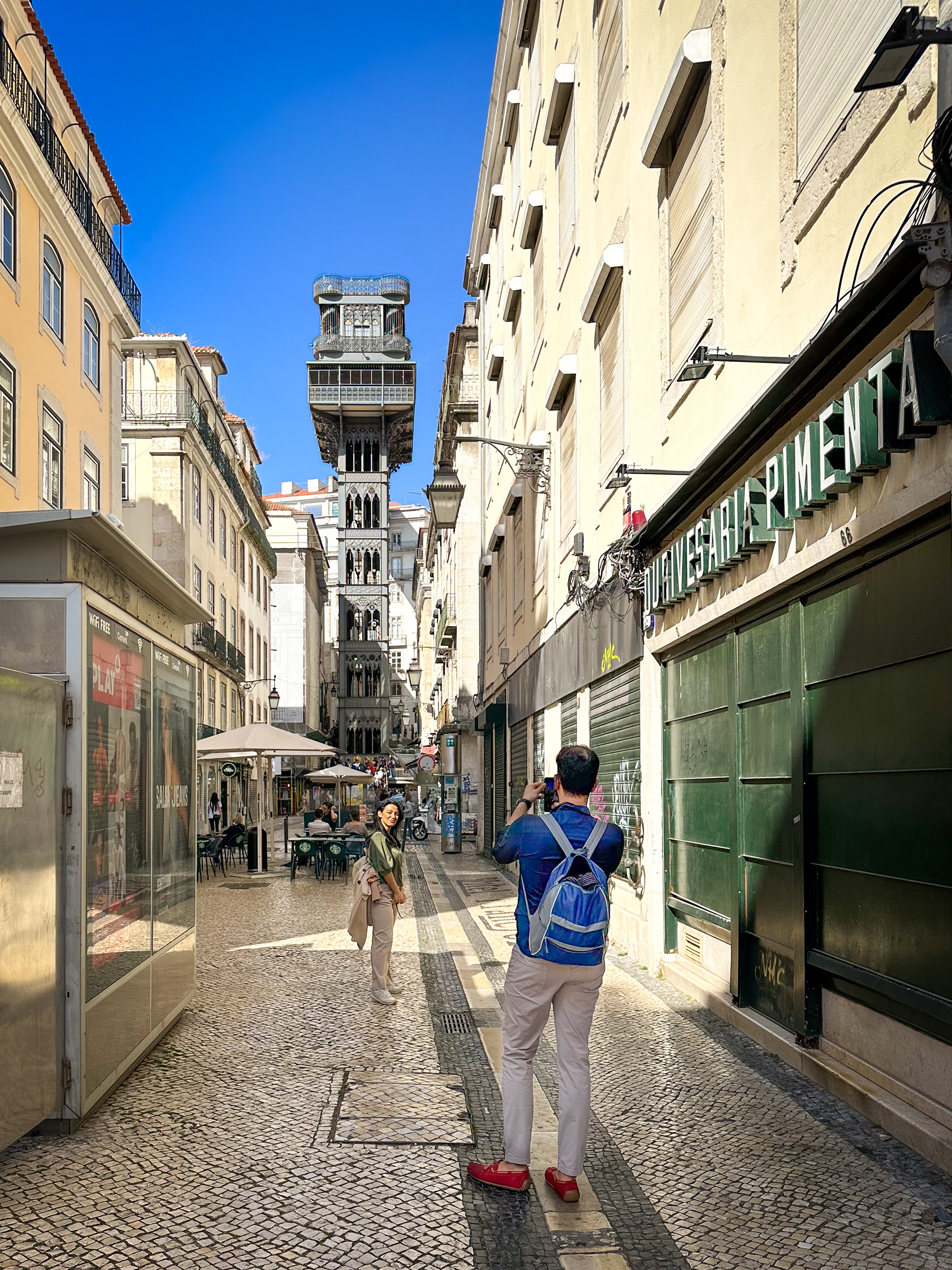 Posers a the Santa Justa Elevator, Lisbon.