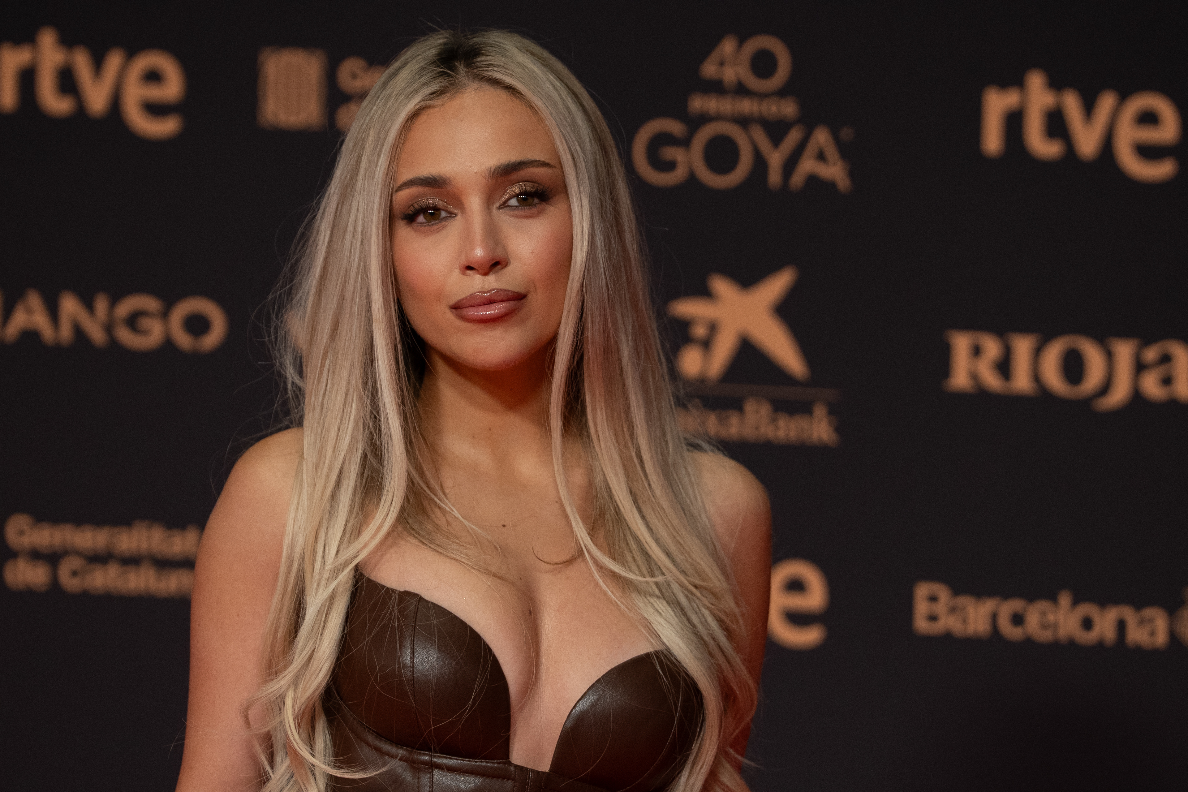 Spanish singer and actress Ana Mena posing on the red carpet during the Goya Cinema Awards ceremony