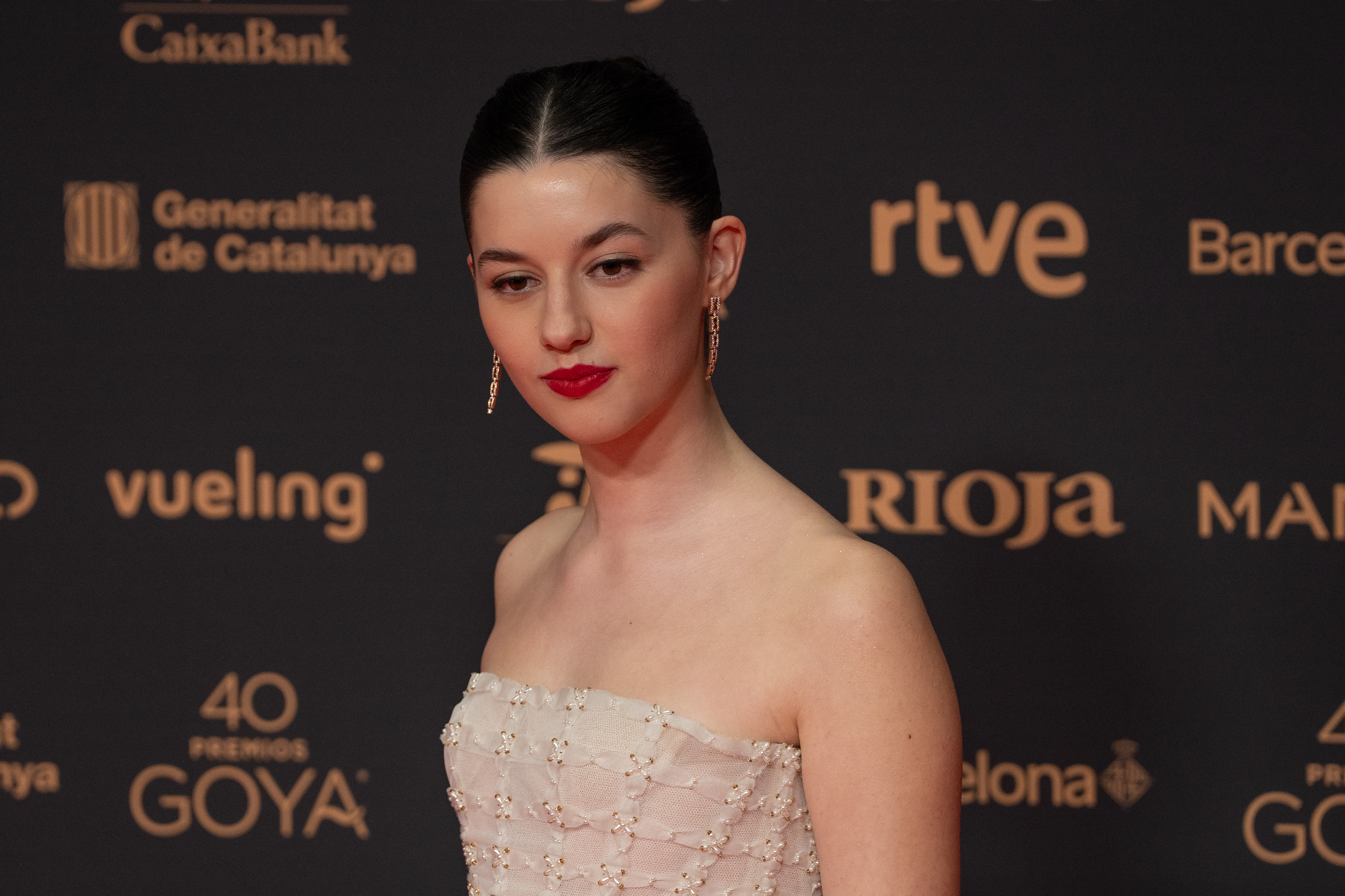 Spanish actress Blanca Soroa, star of the film "Los domingos", posing on the red carpet during the Goya Cinema Awards ceremony