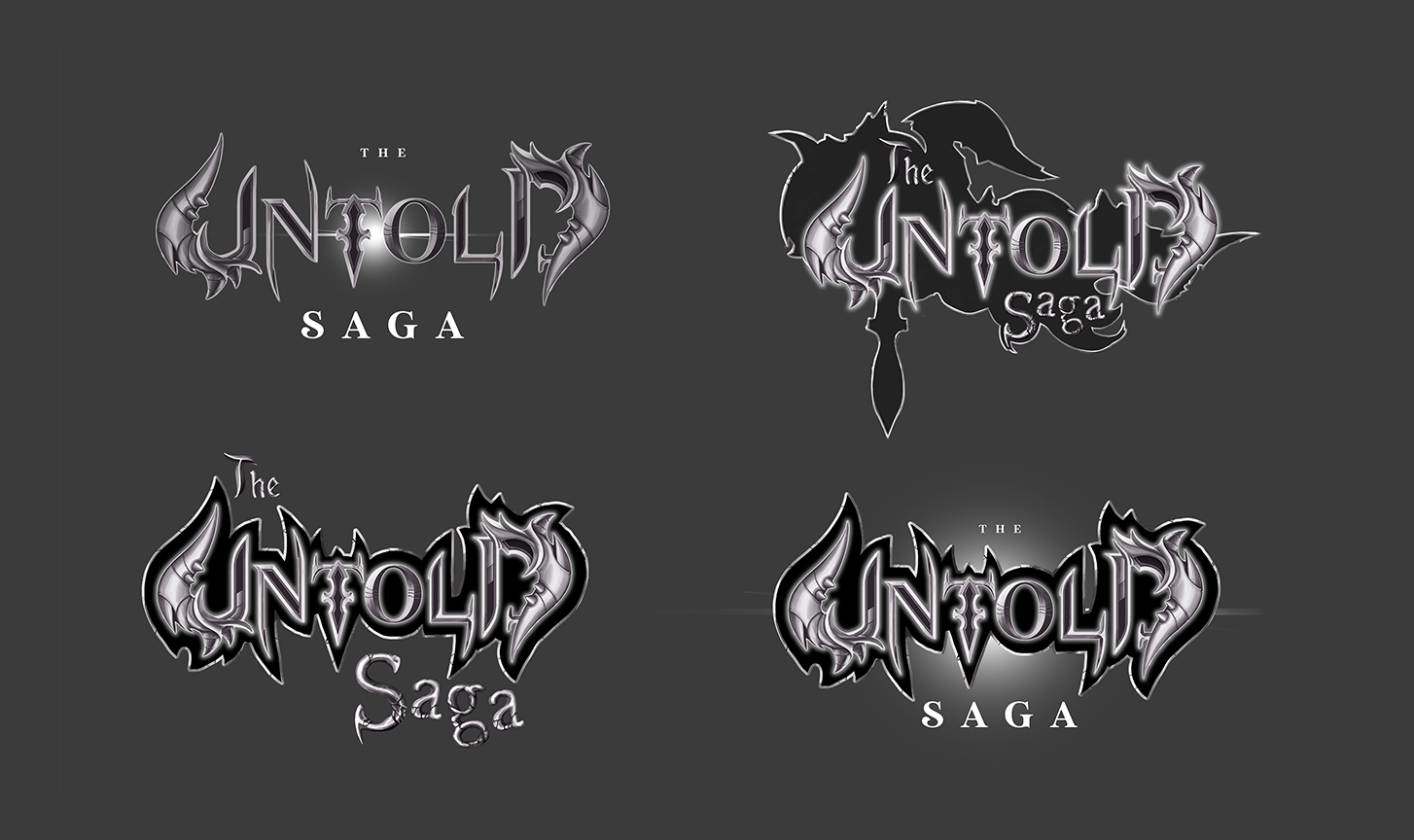 logo drafts and studies for the untold saga
