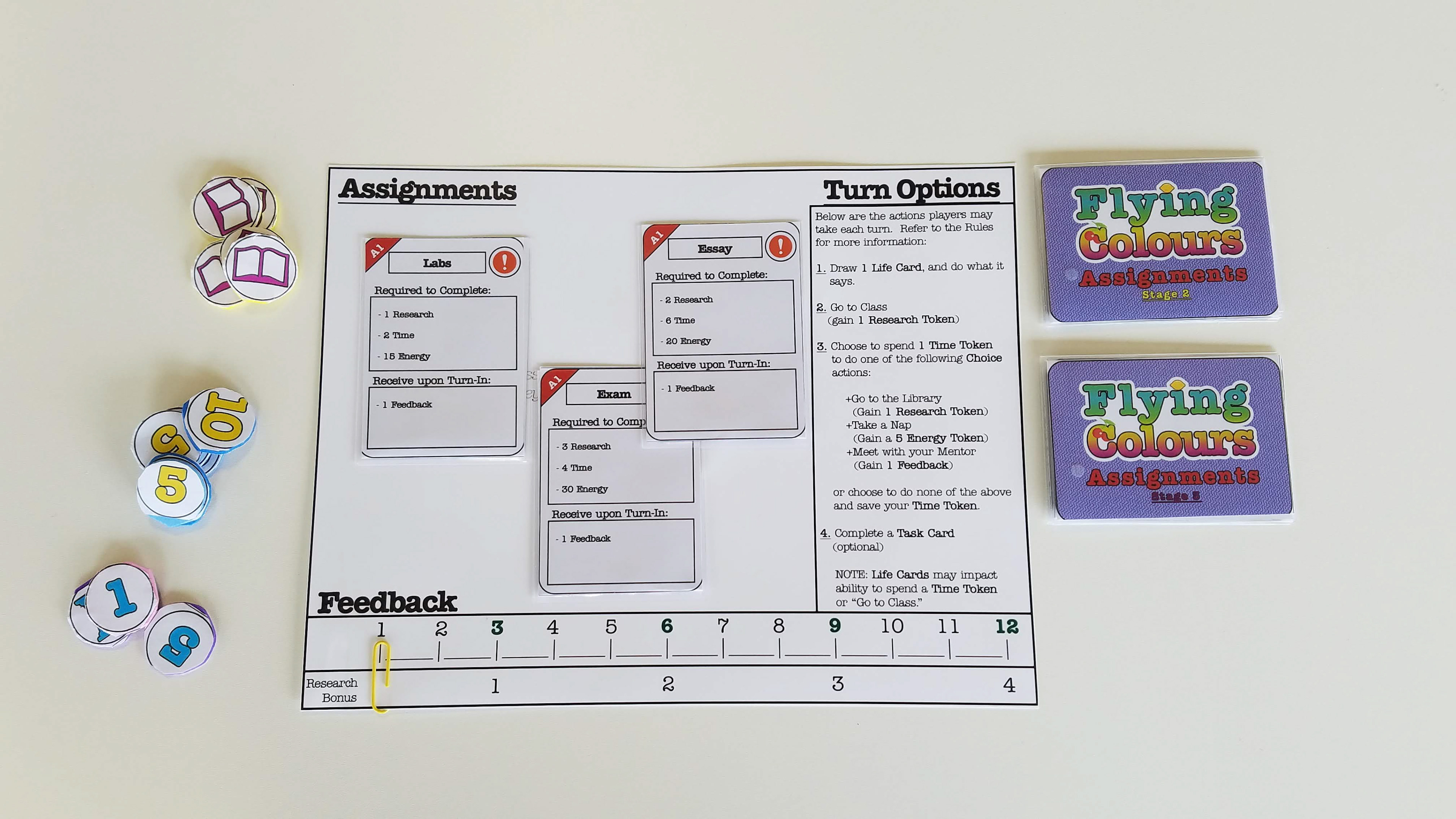 Player Card with Assignments and Resource Tokens