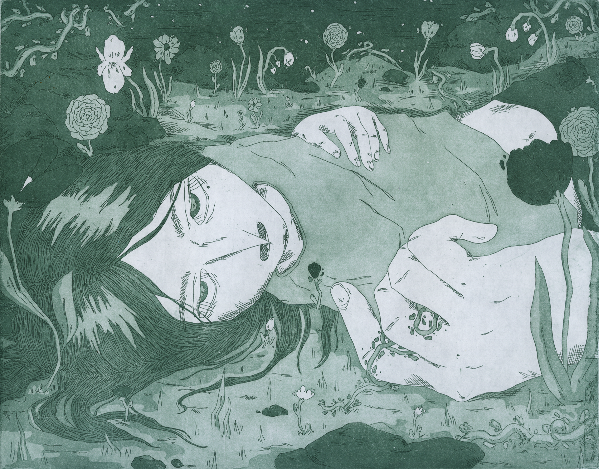 'And She Blooms' Etching