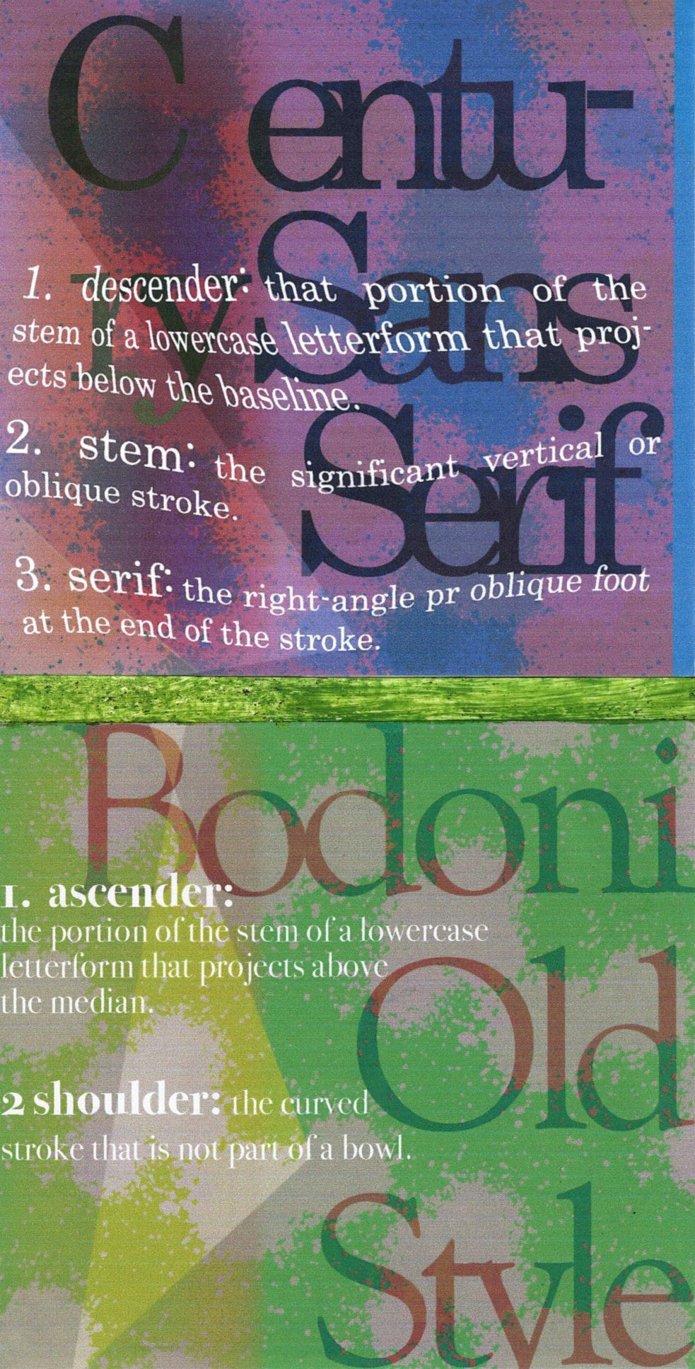 Century Sans Serif and Bodoni Old St