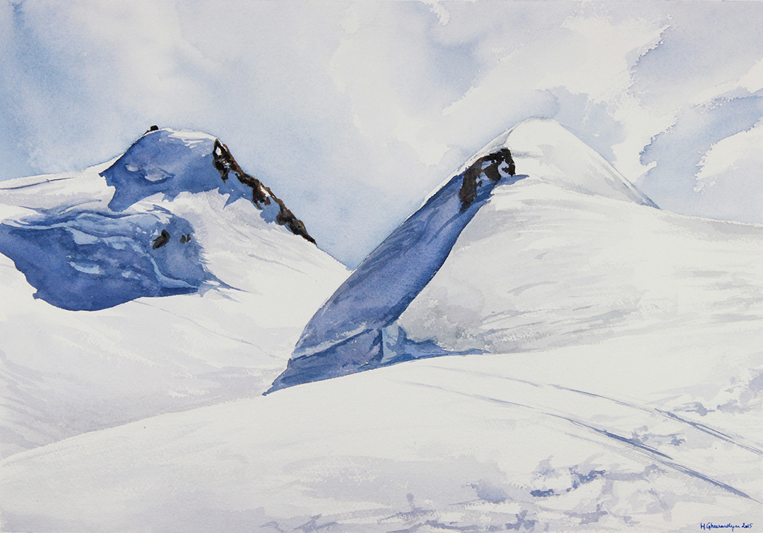 Punta Gnifetti and Parrotspitze (Monte Rosa Massif) - watercolour on paper (34cm x 49cm)