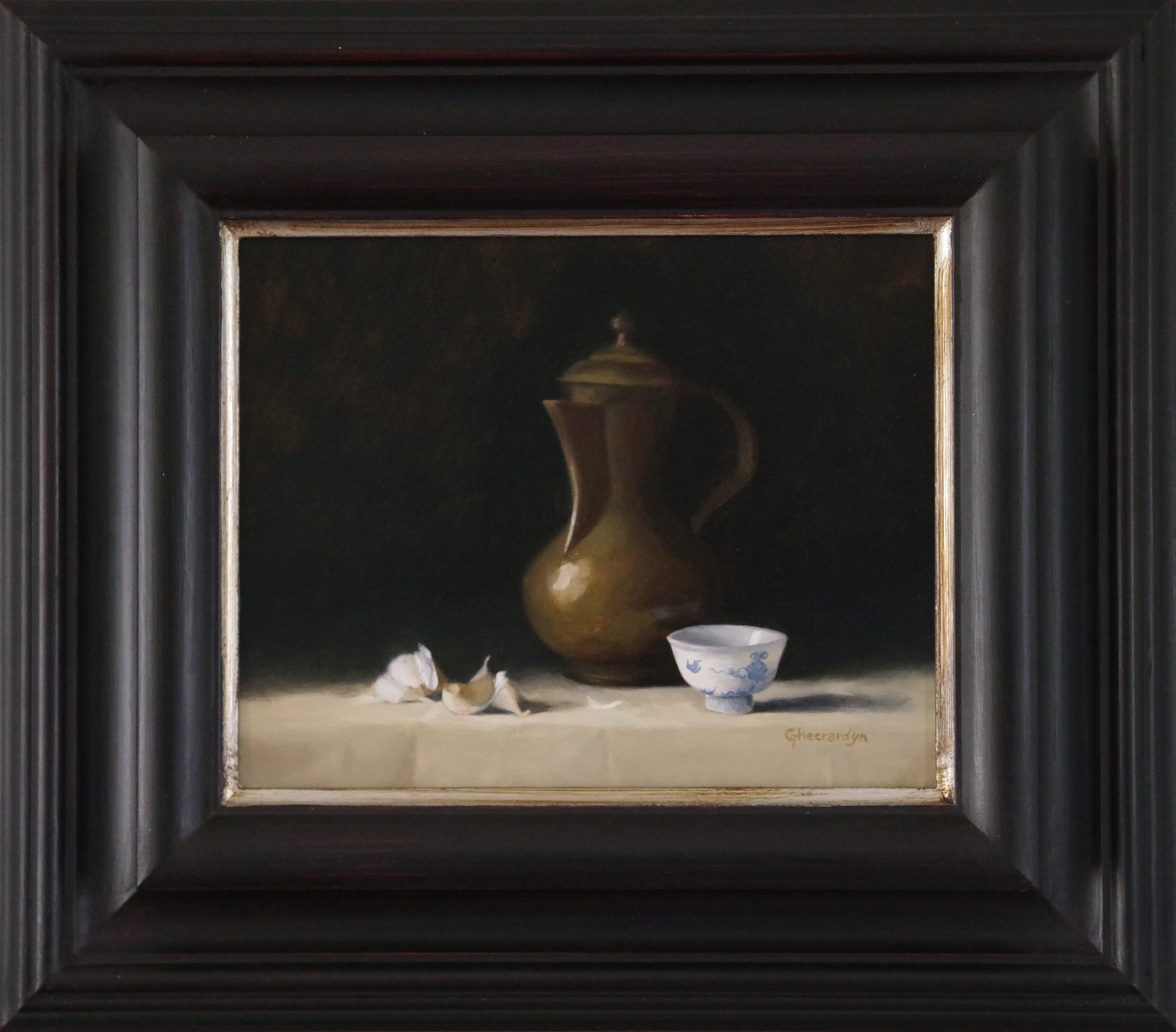Still life with Chinese wine cup - oil on panel (30cm x 24cm)
