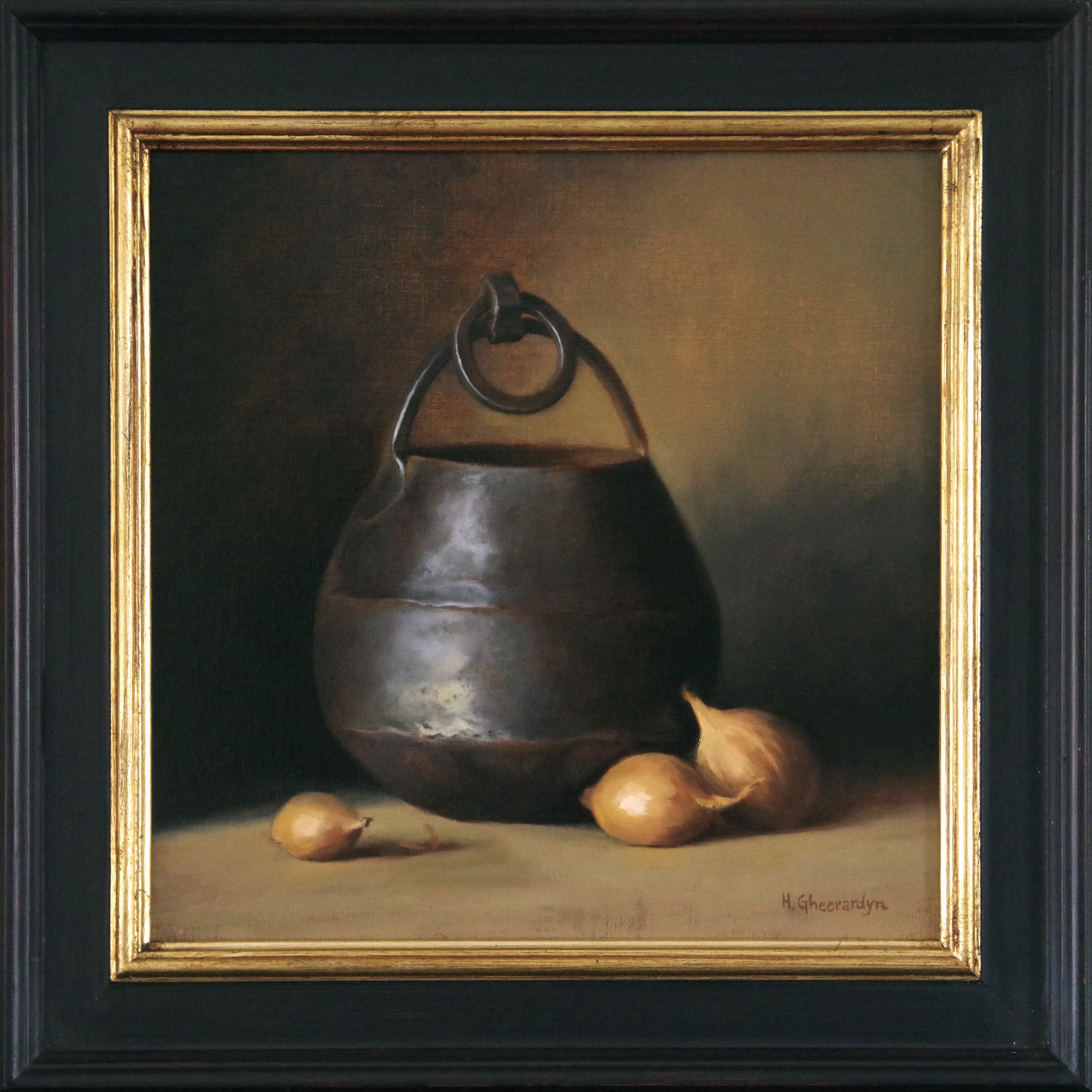 Well bucket with onions - oil on linen (35cm x 35cm)