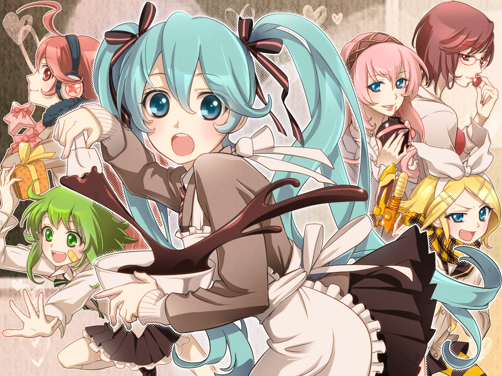 MEIKO・初音ミク・鏡音リン・巡音ルカ・GUMI・miki/ぱんたんず「バトるロイヤルバレンタイン!」動画イラスト