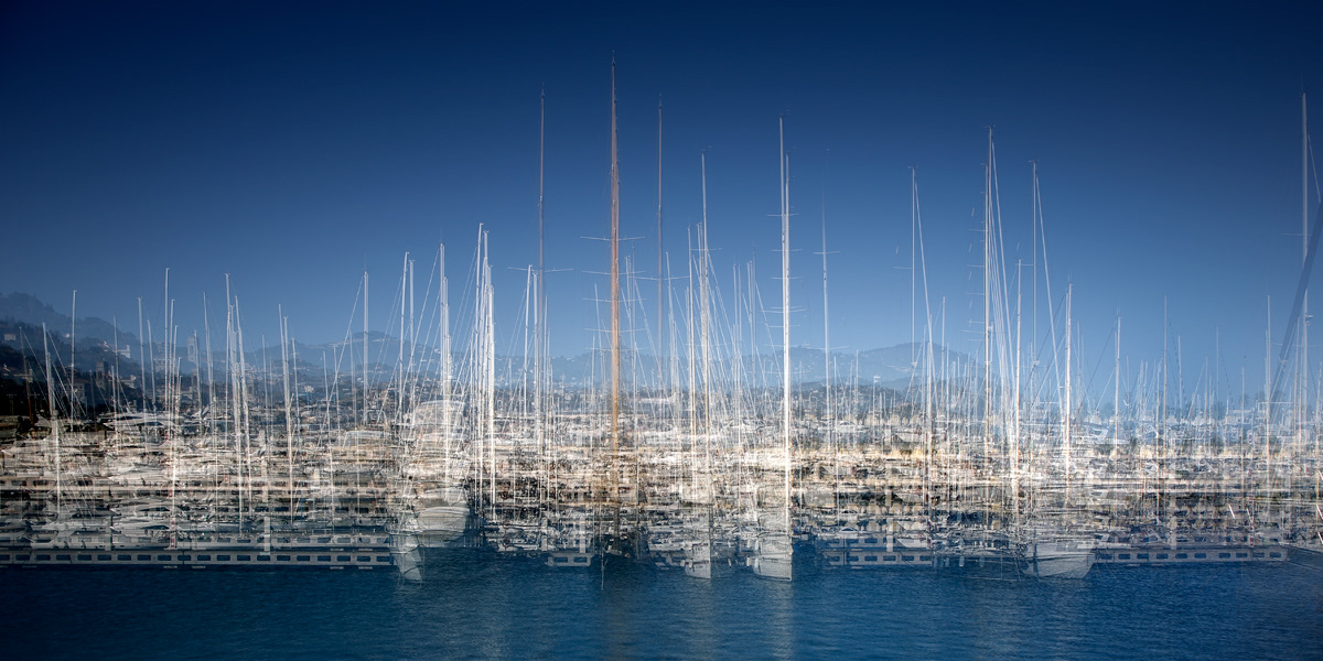 Nicole Holz - Fine Art Editions |  Porto di Imperia | Multi-layered in-camera exposures captured strictly on location along the Ligurian coast. By fusing the raw dynamics of sea and light with the delicate geometry of harbors into fluid, impressionistic sanctuaries, this series stands as a testament to deliberate human craftsmanship and authentic vision in a digital age.
