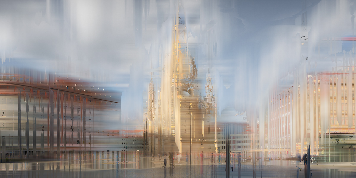 Fotografie und Fotokunst Nicole Holz - Dresden abstrakt: Frauenkirche, Sakralbau am Neumarkt.