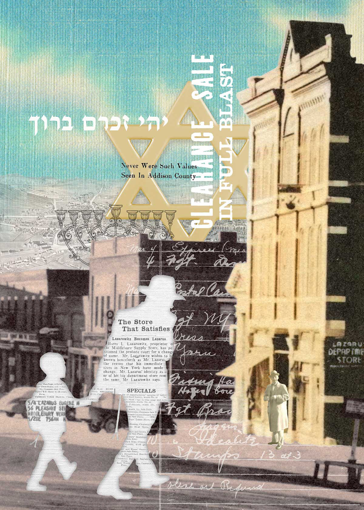 May Their Memory Be For A Blessing, digital collage made as part of Artists in the Archives residency
