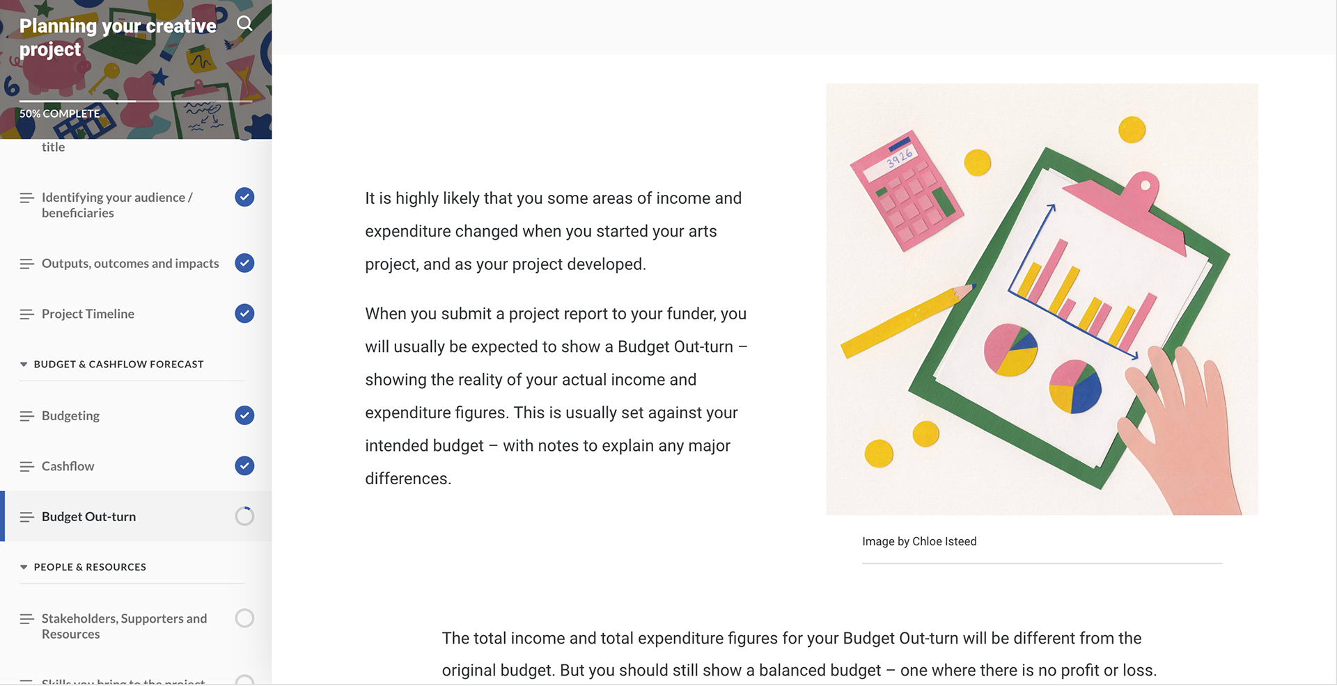 'Budget Out-turn' within the module