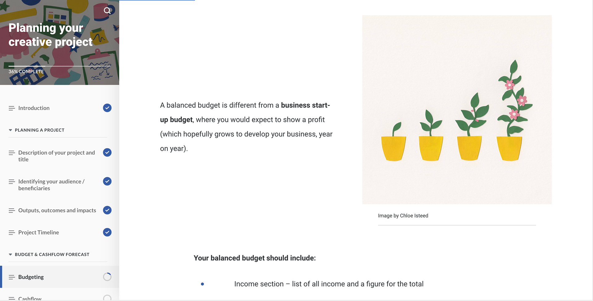 'Start Up Budget' within the module