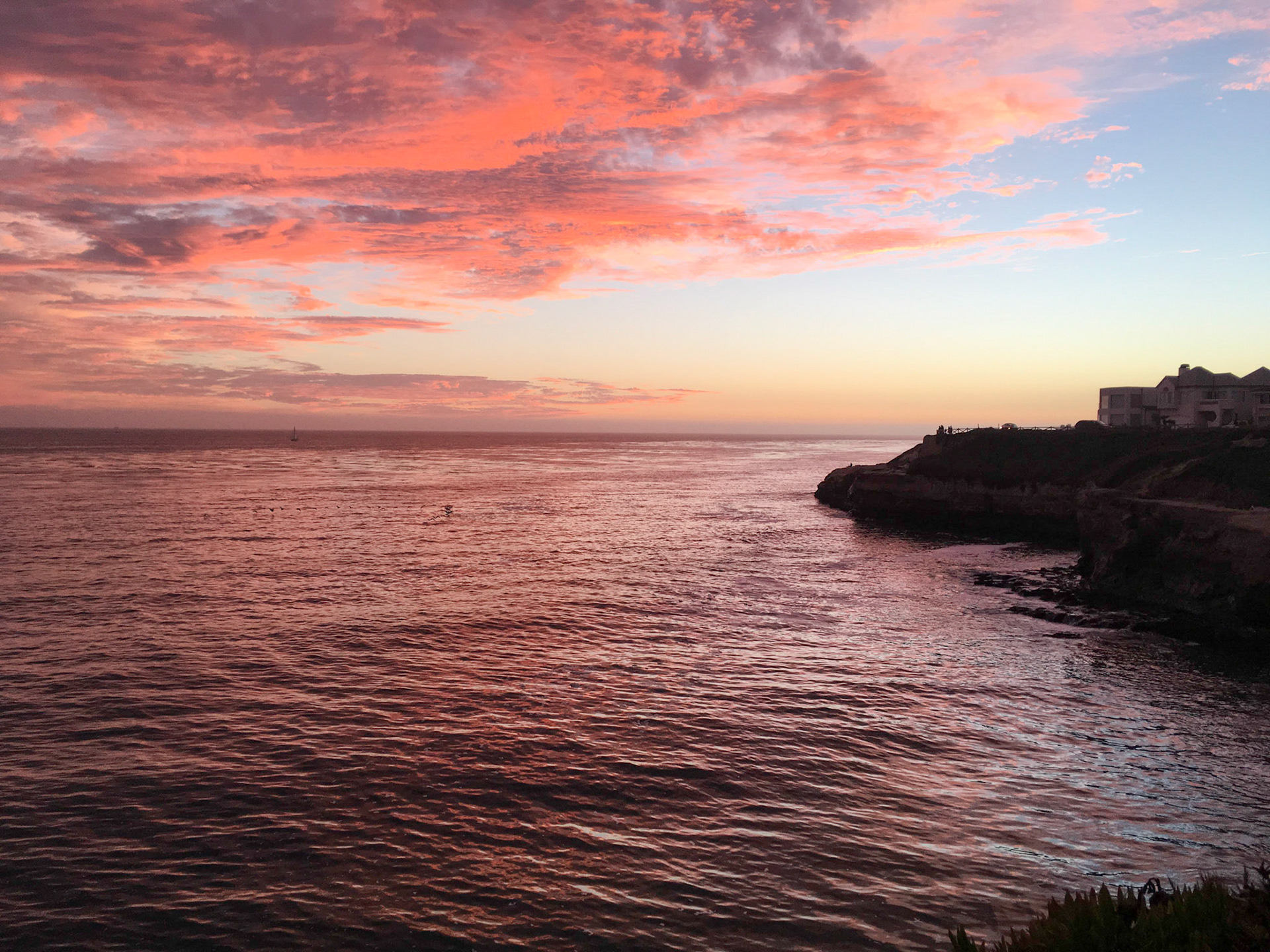 Sunset at Santa Cruz Lighthouse Beach