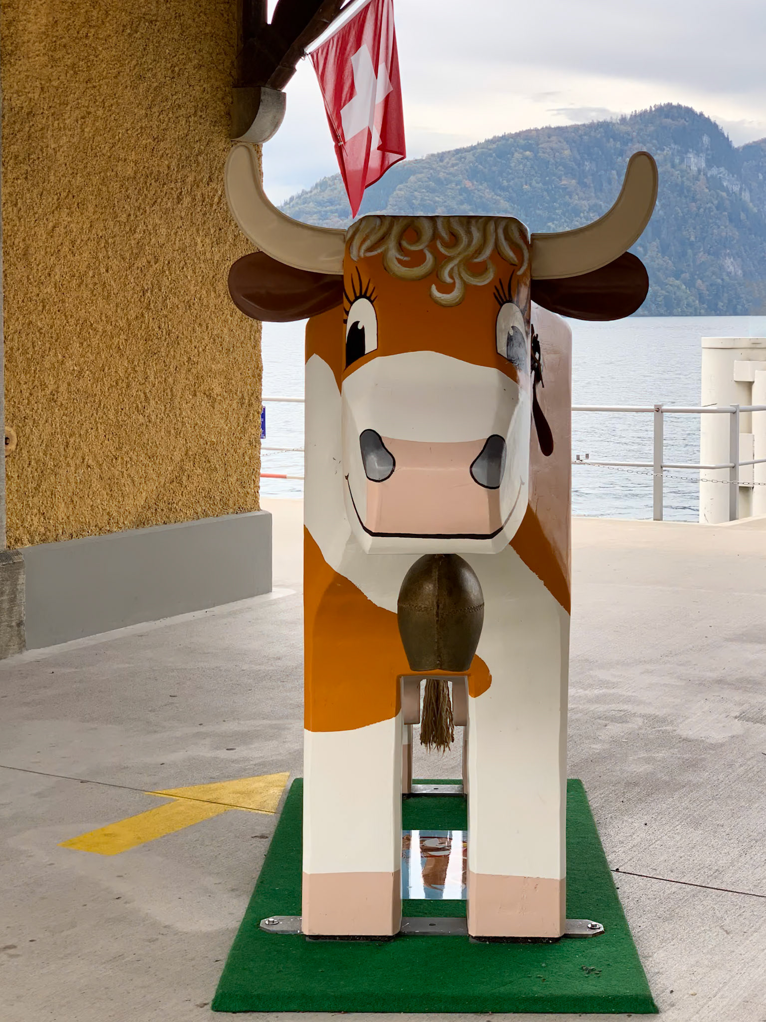 Cows near the train station.