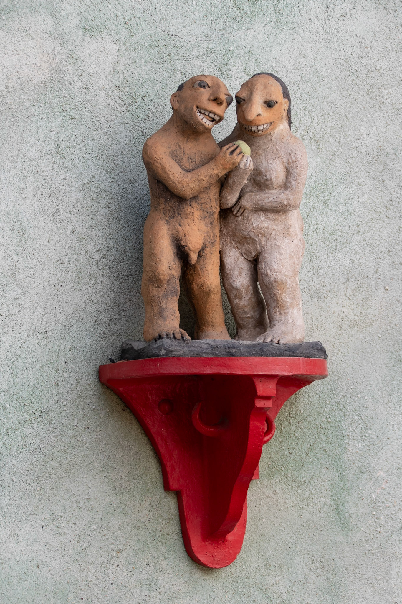 Adam and Eve sculpture - Cesky Krumlov, South Bohemia, Czech Republic