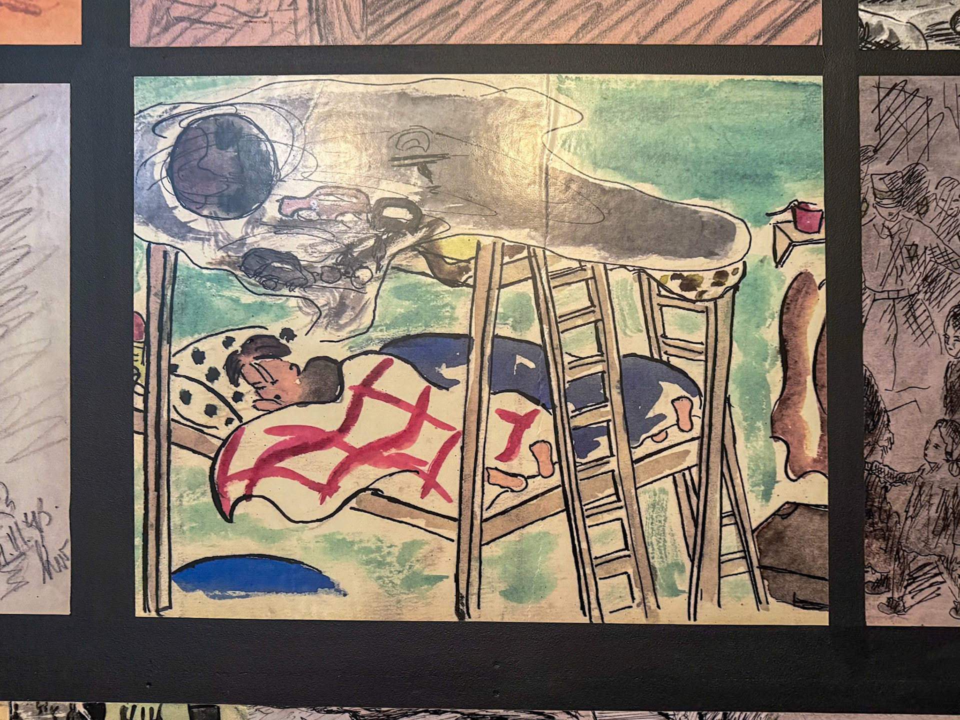 Drawing of a Bunk Bed - Terezín, Czech Republic