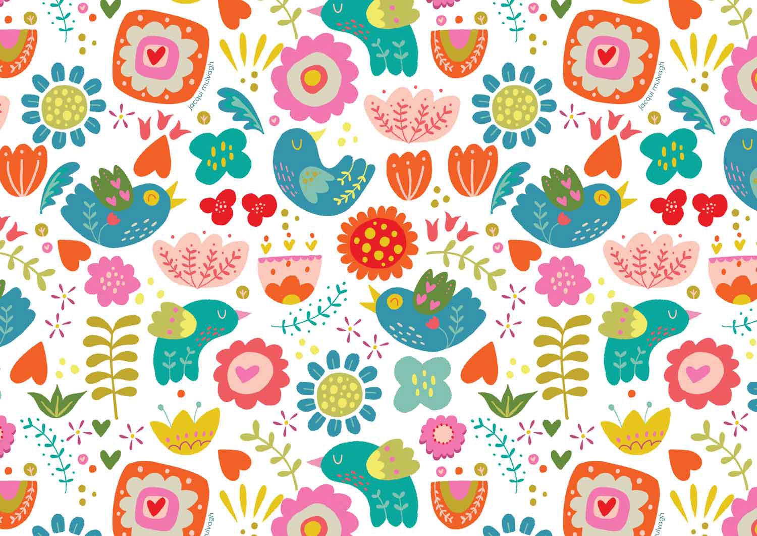 repeat pattern of fun floral elements
