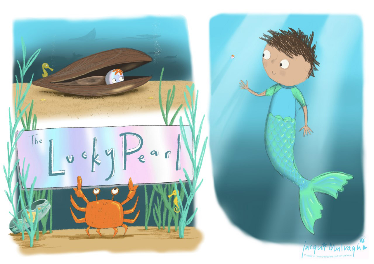 Images for The Lucky Pearl book - mermaid, crab, merboy