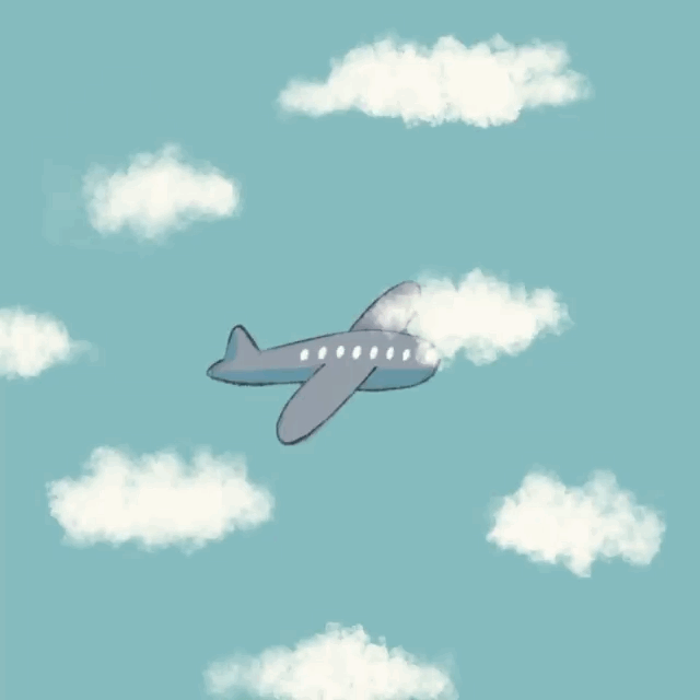 GIF of plane flying through clouds