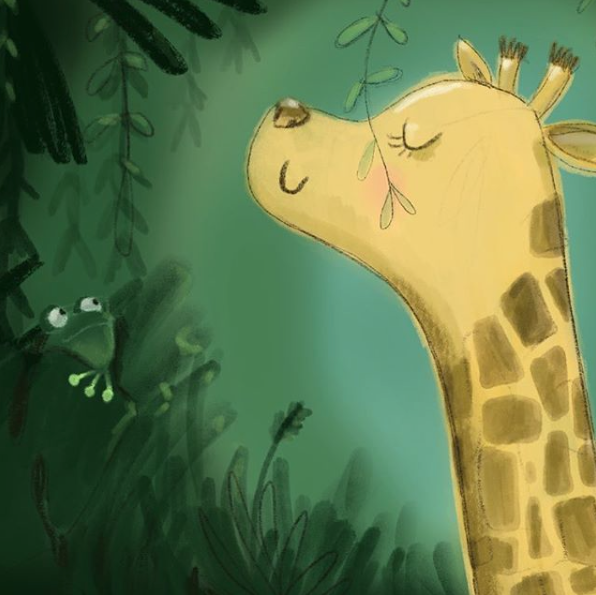 giraffe head in vines
