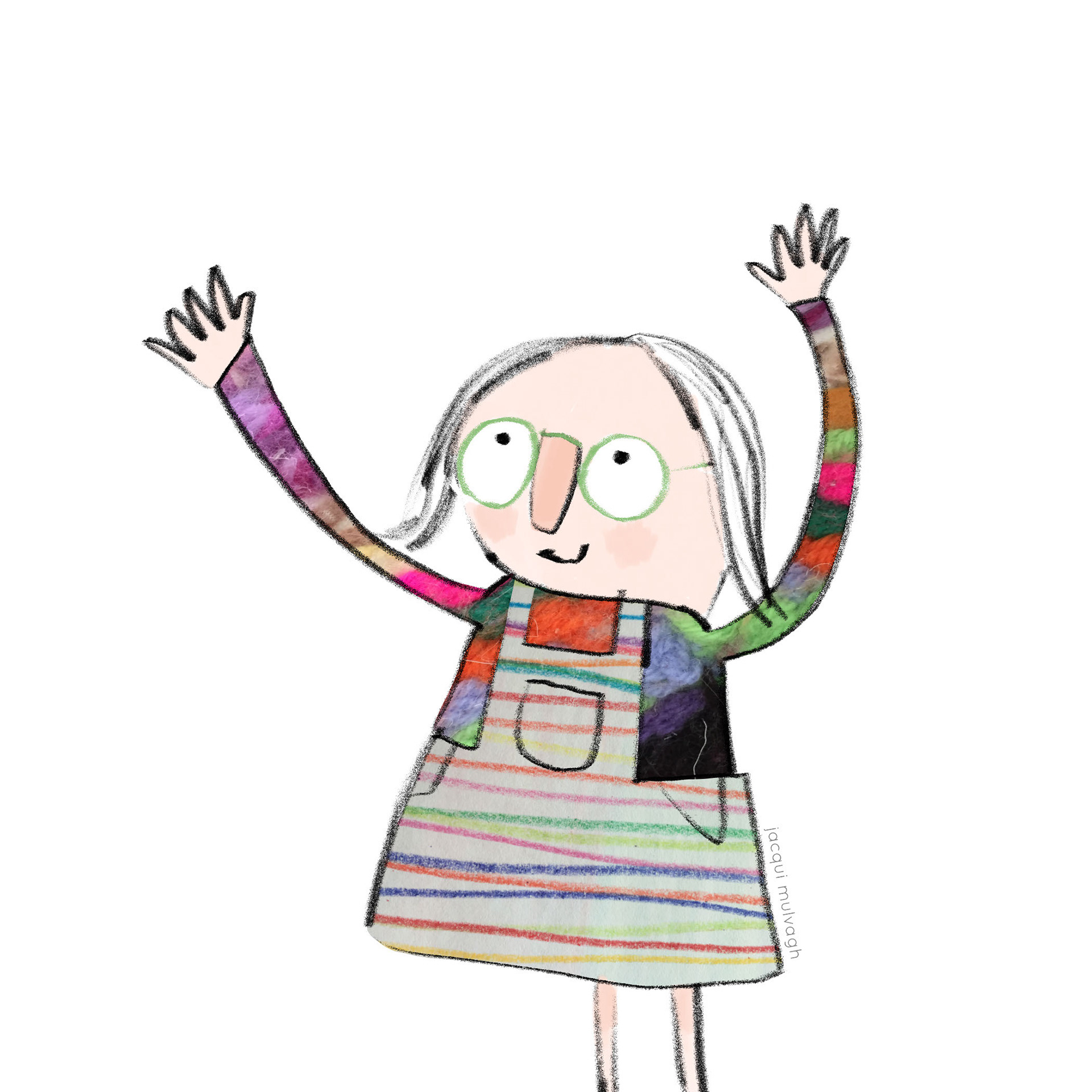 Colour version of girl with her hands in the air