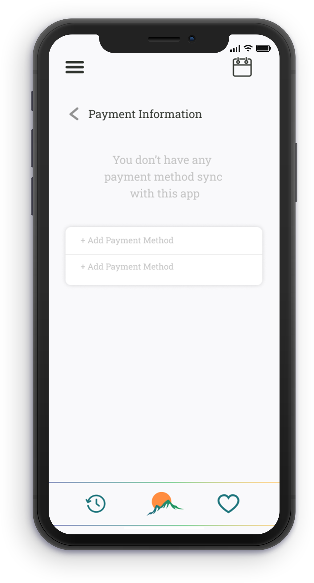 Add payment method Screen