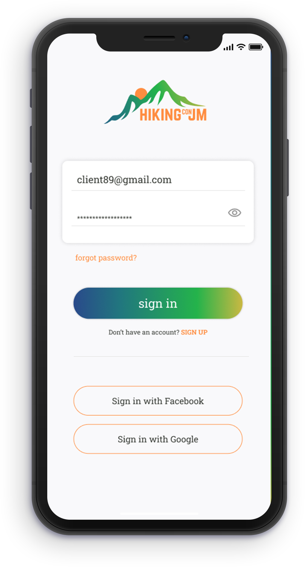 LogIn or SignUp screen