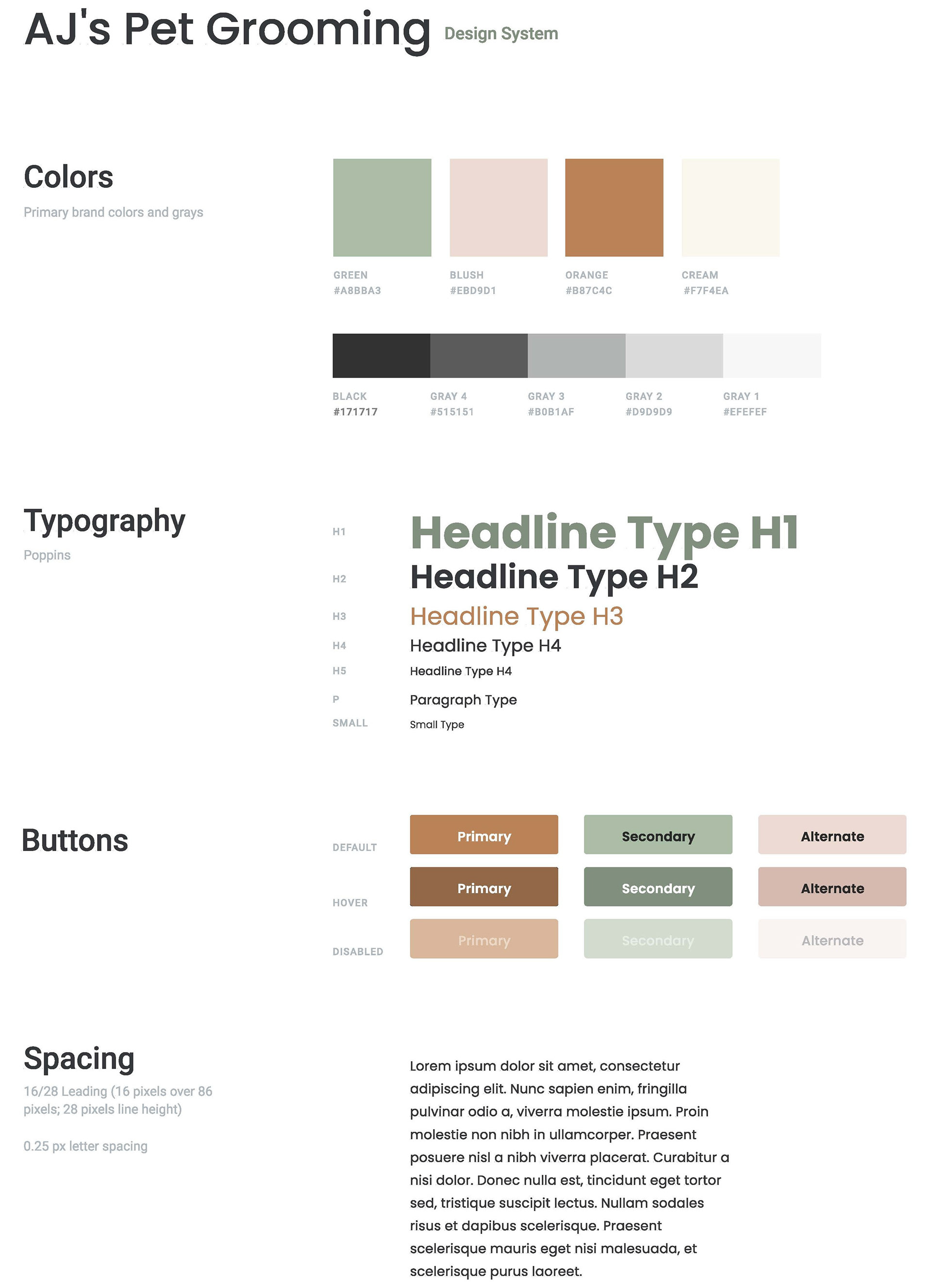 Design Process Document for Pet Grooming Website