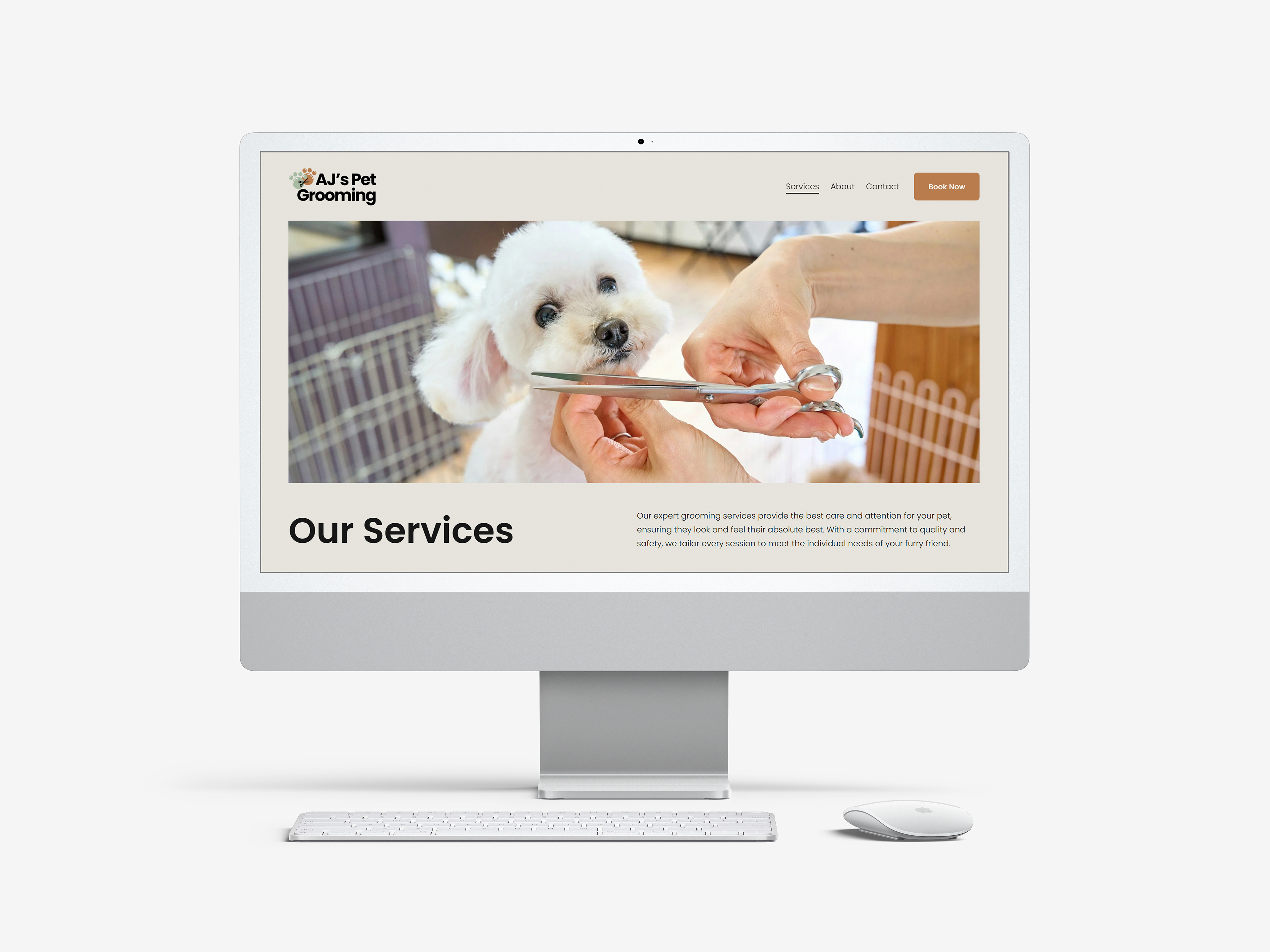 Pet Grooming Website on a screen