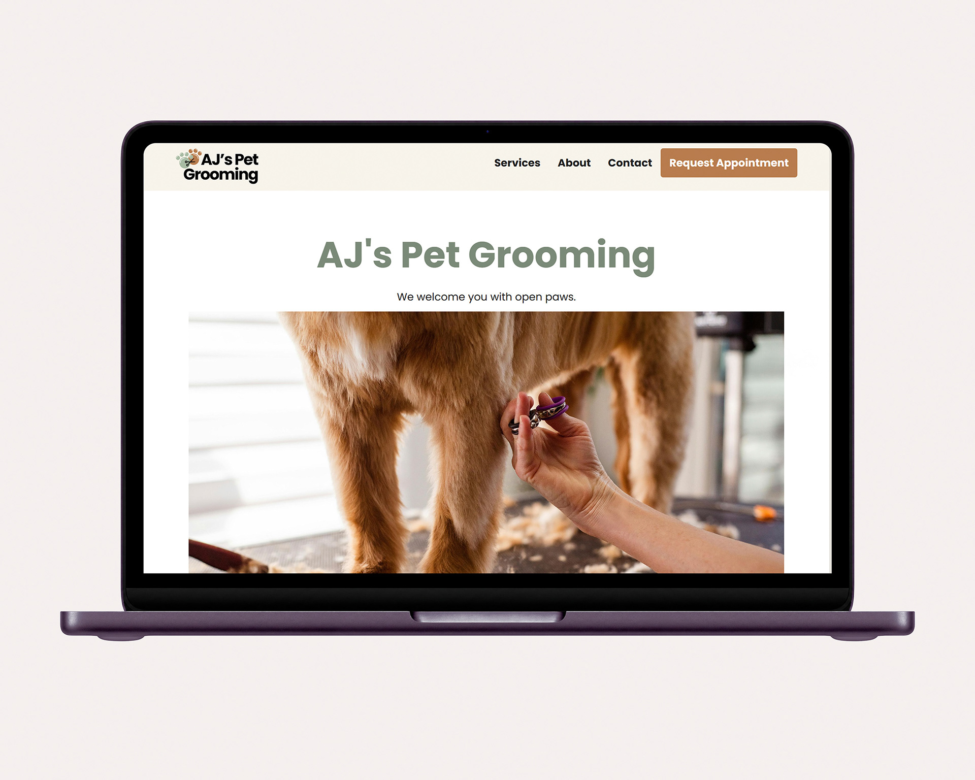 Website Homepage Dog Grooming