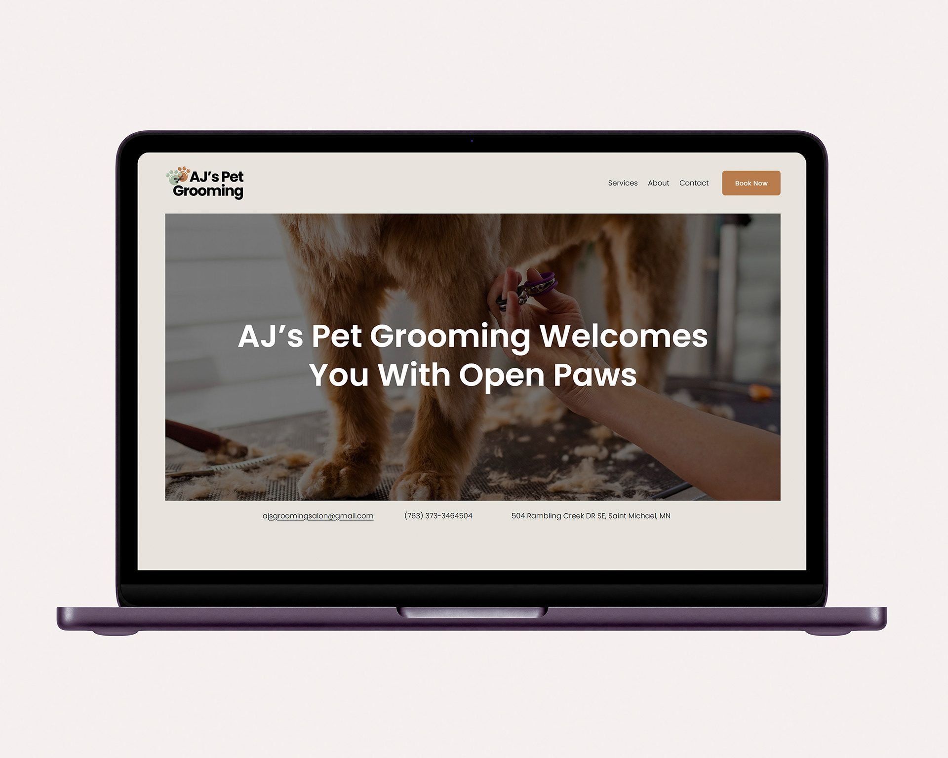 Website Homepage Dog Grooming