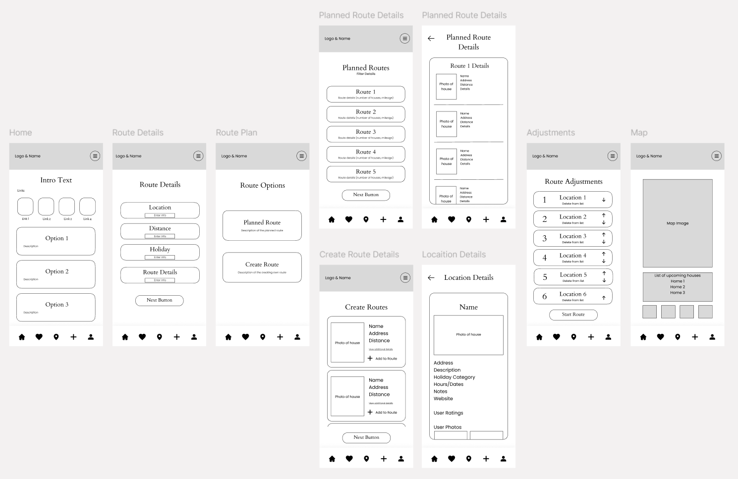 Wireframe for Holiday Light Quest