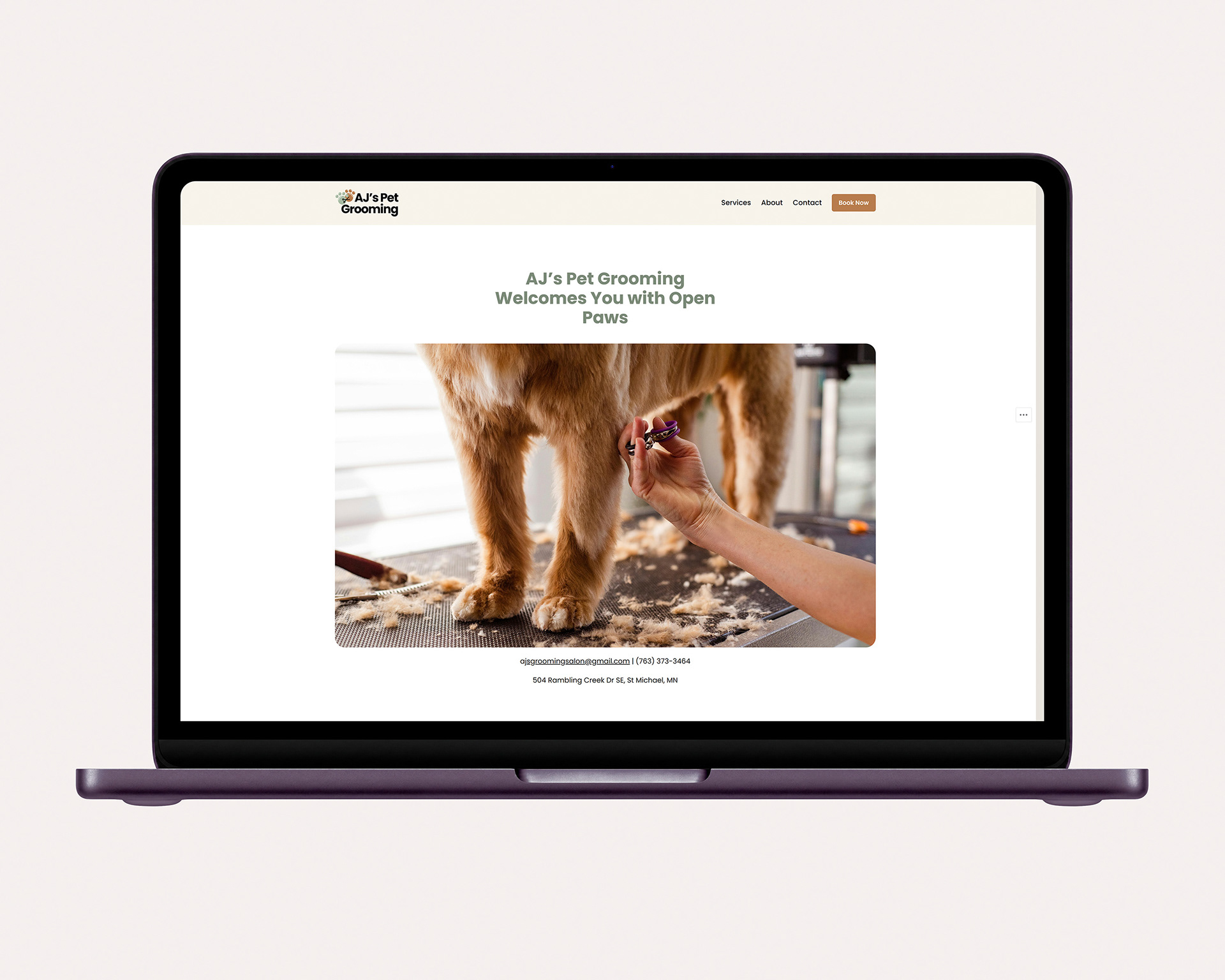 Website Homepage Dog Grooming