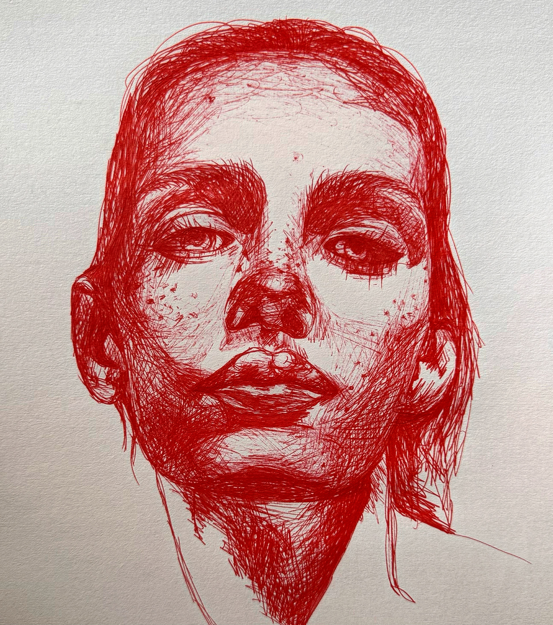 Woman - Red Pen Illustration