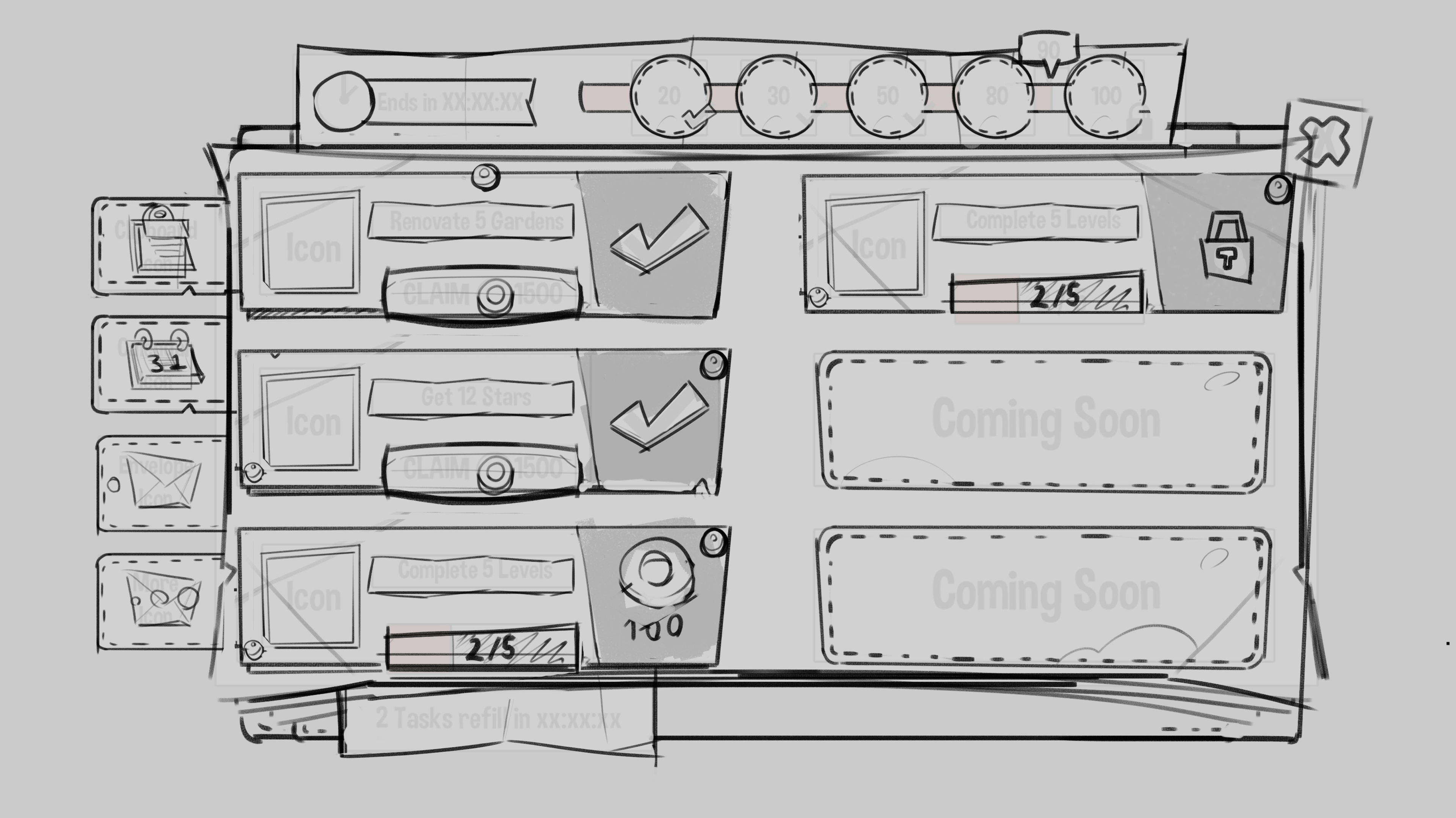 My rough sketch drawn over the wireframe