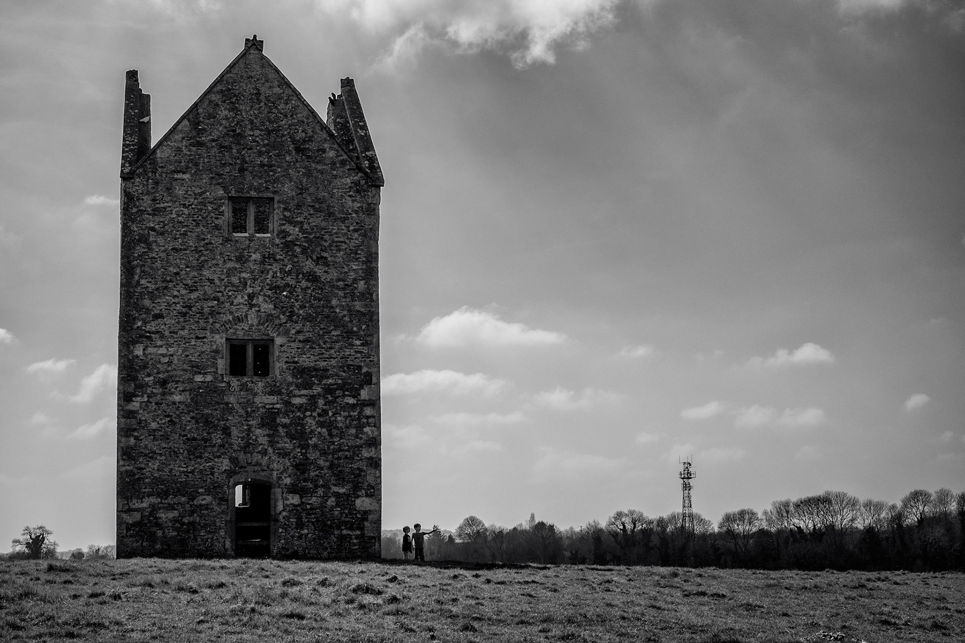 Bruton Dovecote, children and phone mast