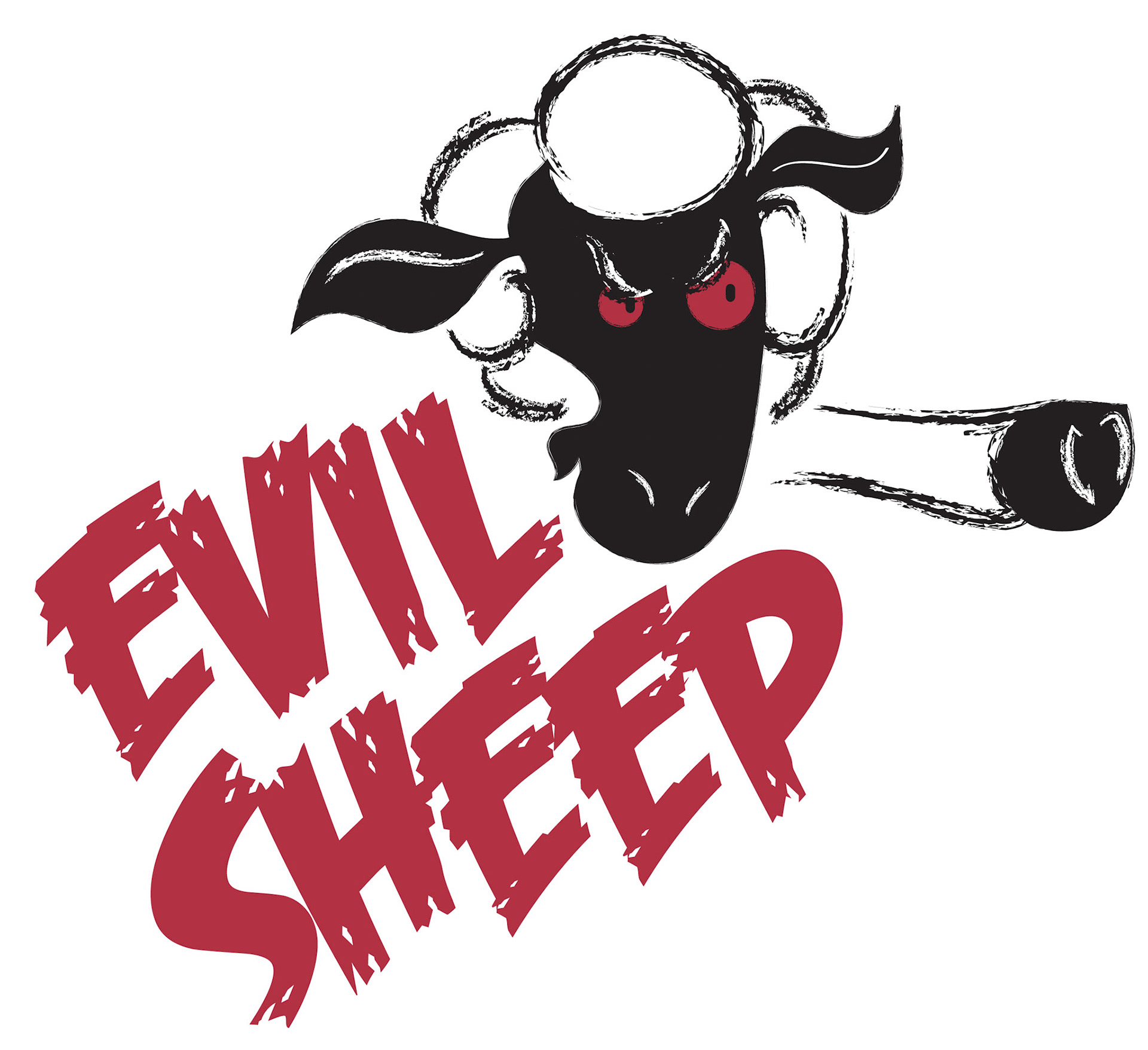 Evil Sheep. Personal brand logo created to sell small craft items and mugs.