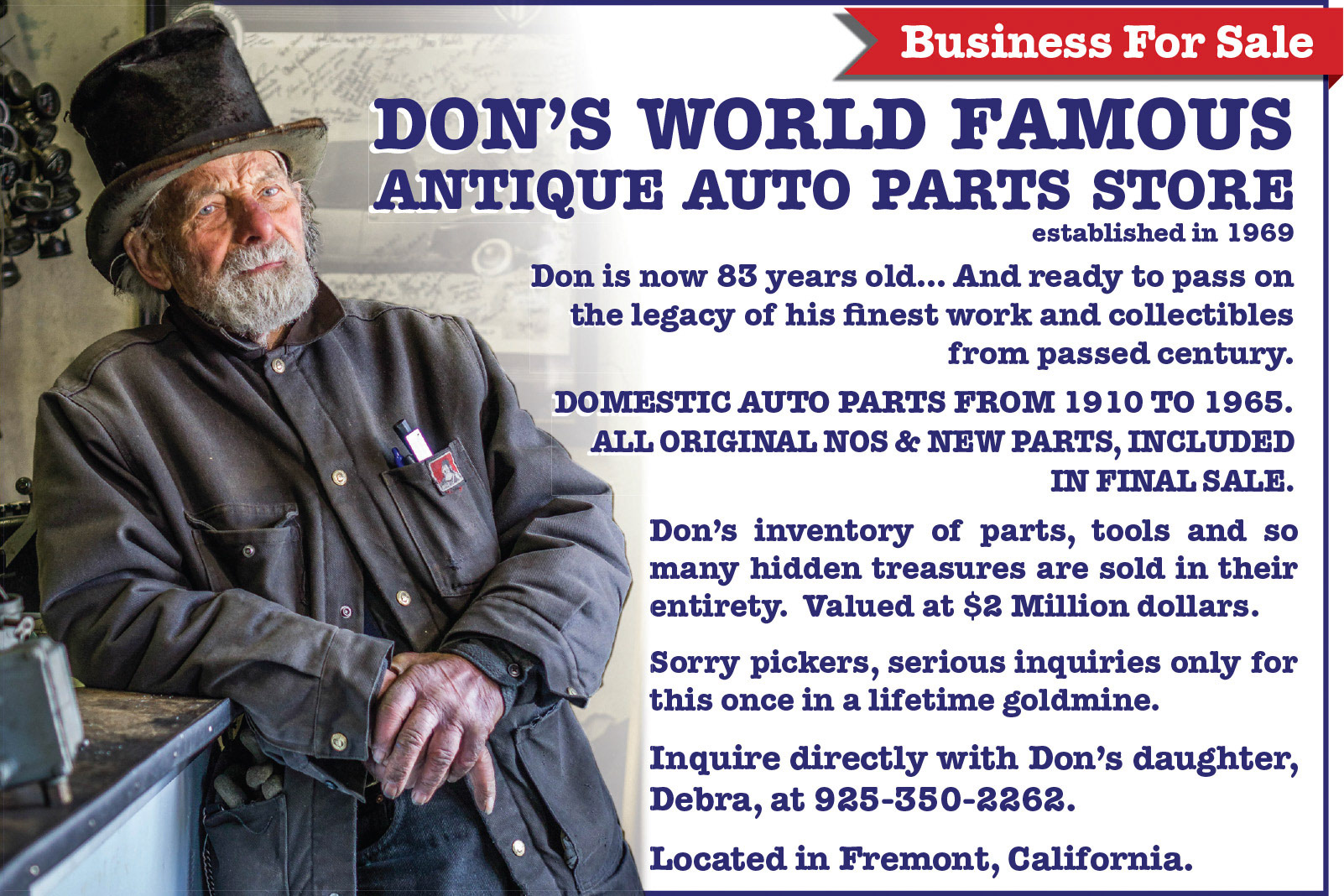 Ad featured in our Collector Car Showcase of listing pages in Hemmings Motor News.