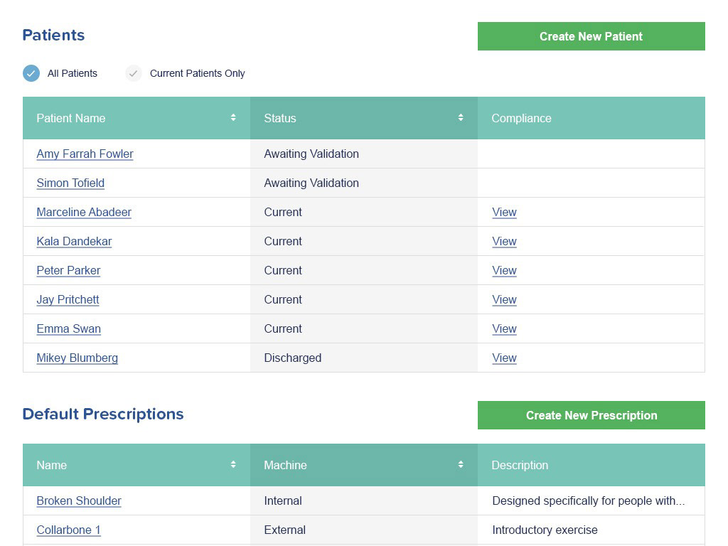 MuJo Physio Portal Web App: Patient Information