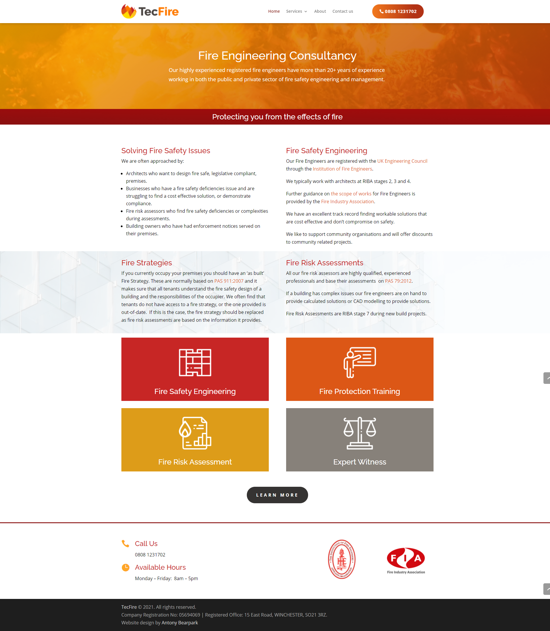 TecFire Website Homepage